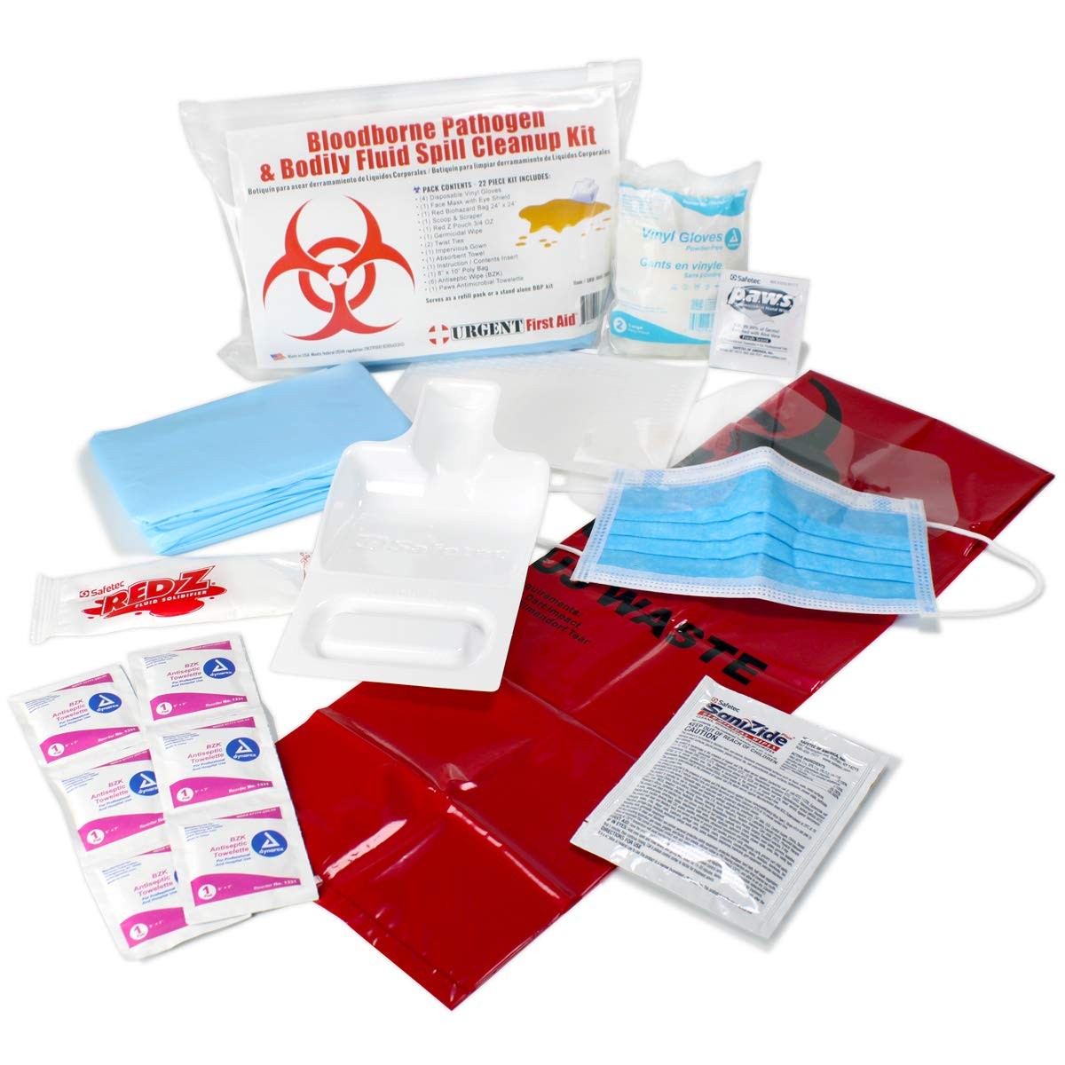 22 Piece Bodily Fluid Clean Up Pack/Bloodborne Pathogen Spill Kit – be OSHA C…