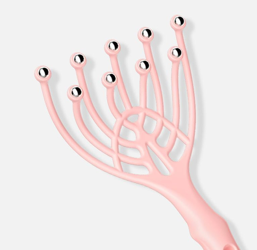 5 Finger 9 Claws Scalp Massager, 1 Pc Hand Held Relax Spa Tool with Steel Balls