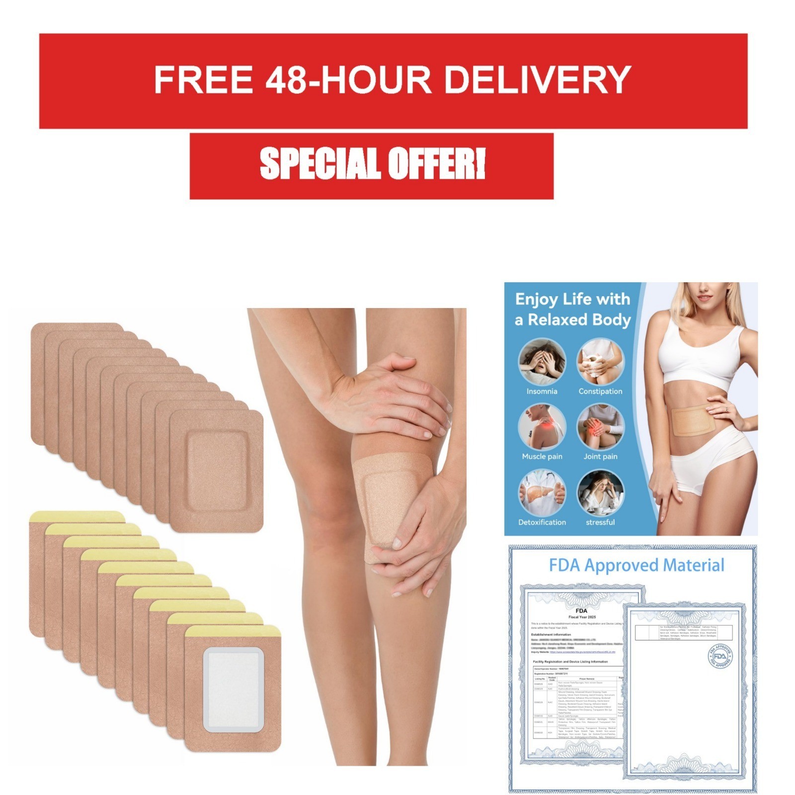 20Pcs Castor Oil Pack Wrap – Self-Adhesive Patches for Pain Relief