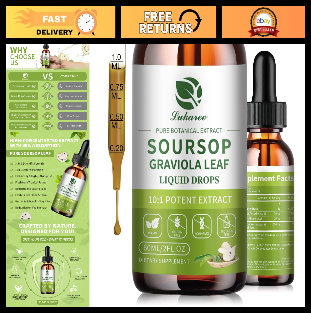 Soursop Graviola Leaf Extract – Immunity, Gut Health & Energy Support – Vegan, 2