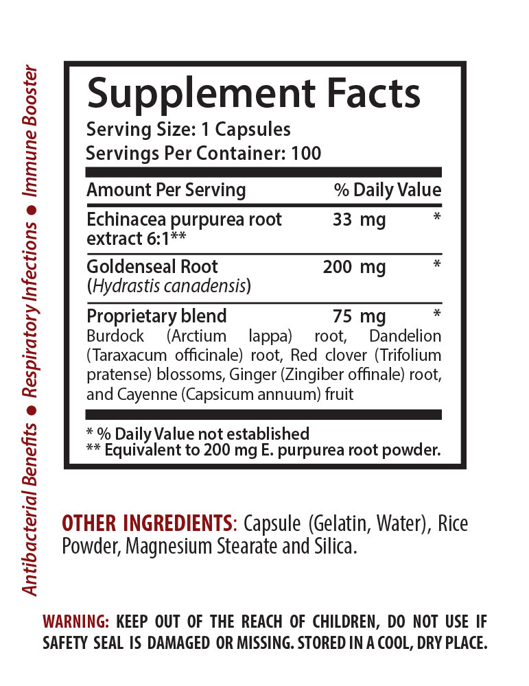 Echinacea & GoldenSeal Root 200mg. Helps Stimulate Immune System (3 Bottles)