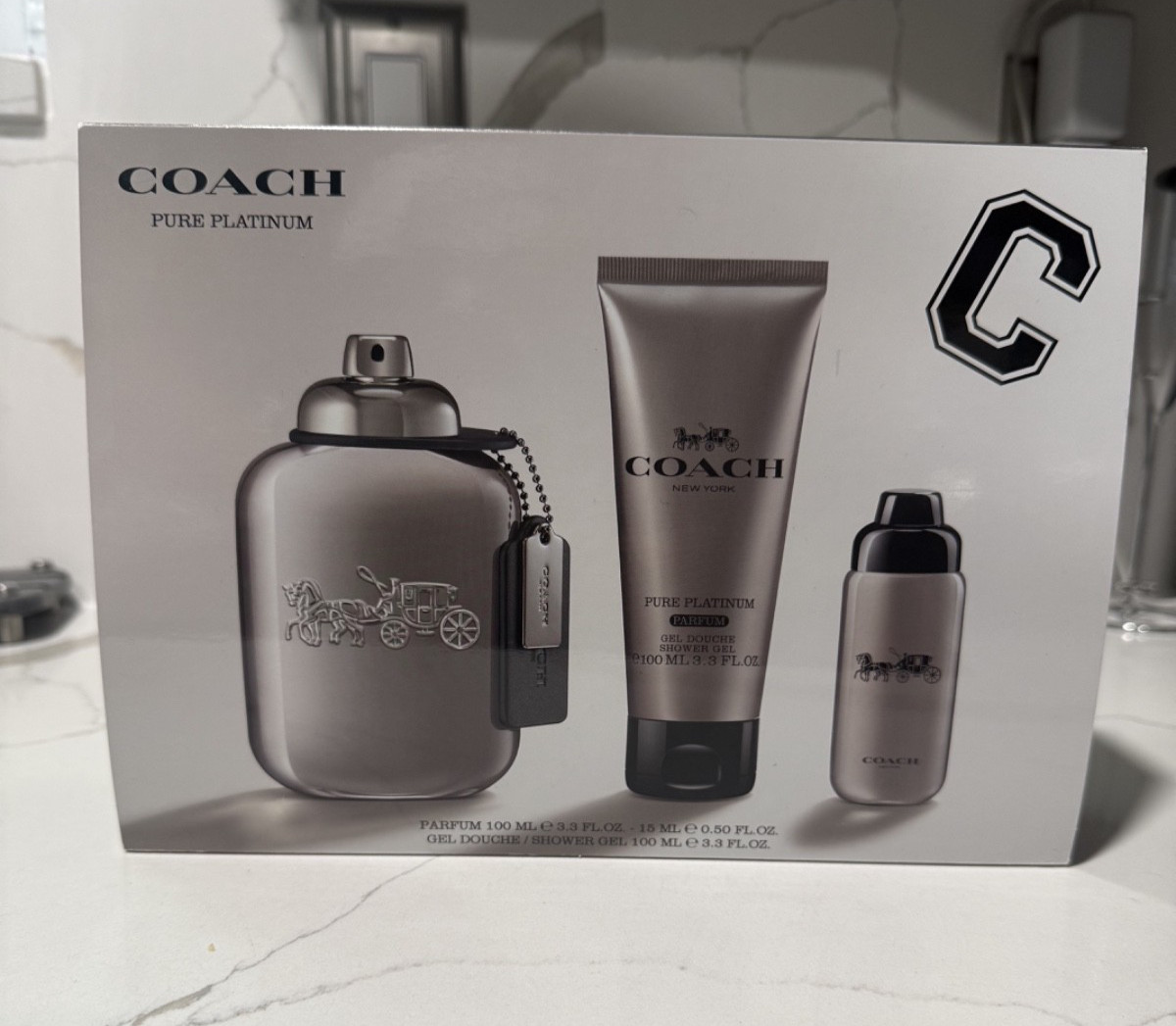 Coach Pure Platinum Parfum for Men 3-Piece Gift Set