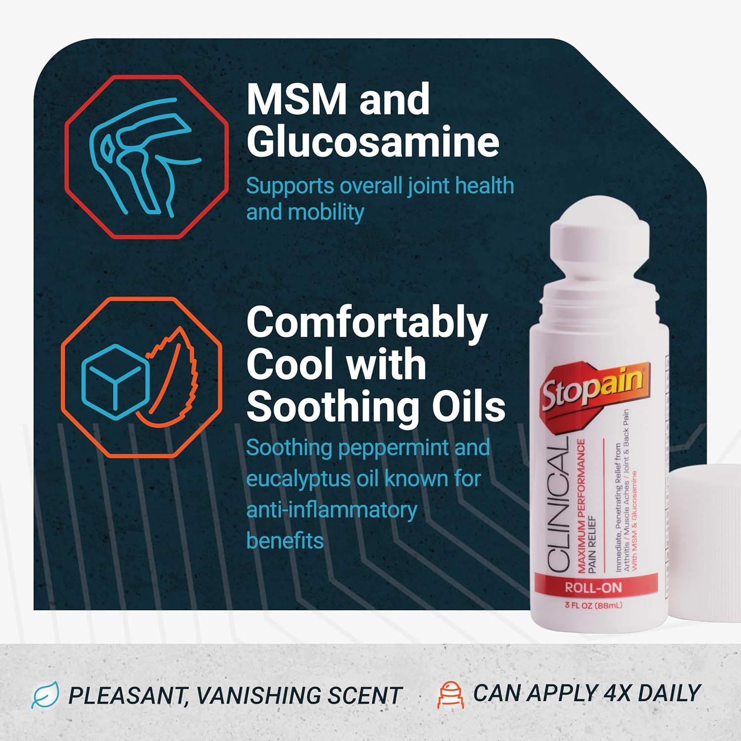 Clinical 10% Menthol Pain Relief Roll-On (3 Oz), Professional Strength Topical A