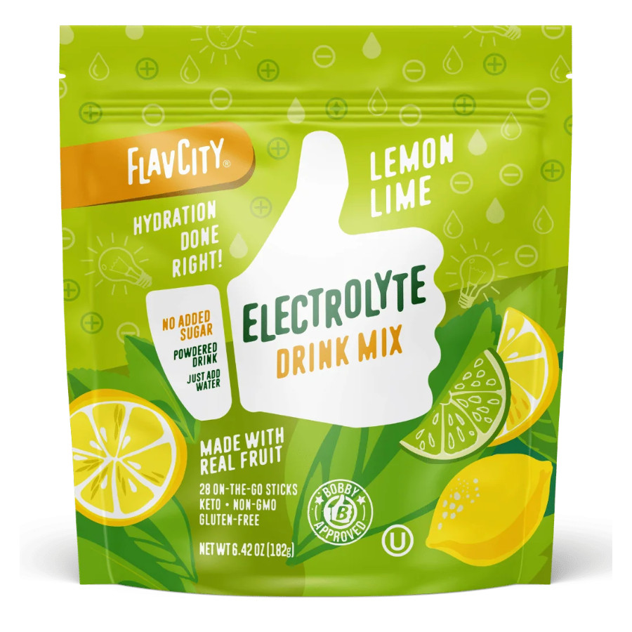 FlavCity Lemon Lime Electrolyte Mix – Hydration Powder, No Added Sugar, 28 Srv
