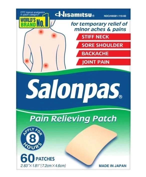Salonpas 8 Hour Pain Relief Patch with Camphor Back & Muscles 60 Count