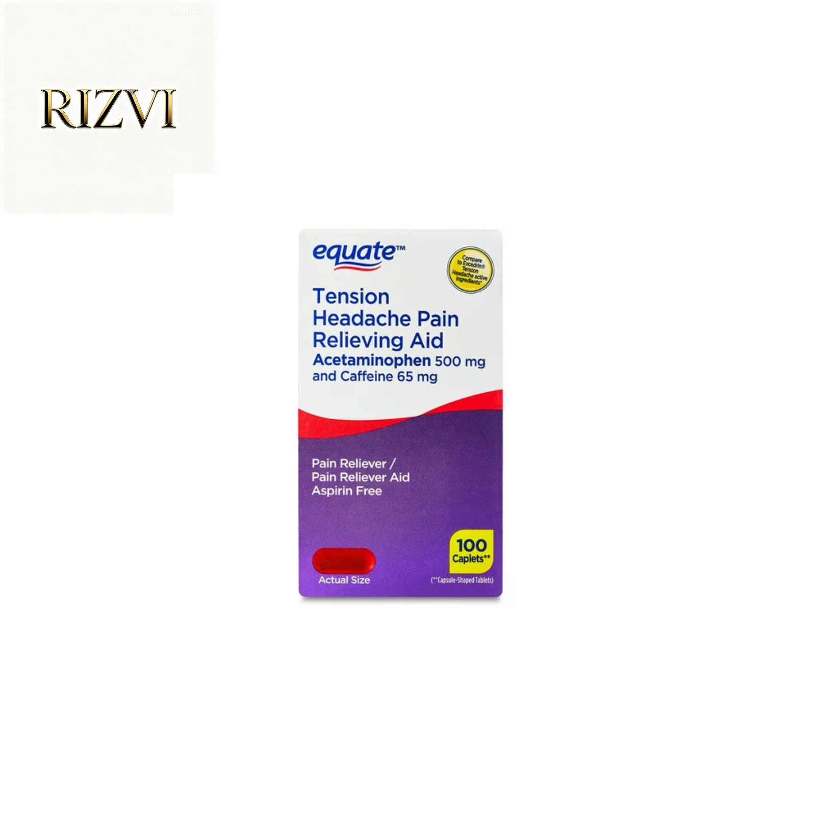 Equate Tension Headache Relief Acetaminophen & Caffeine Caplets 100 Ct 💊✨
