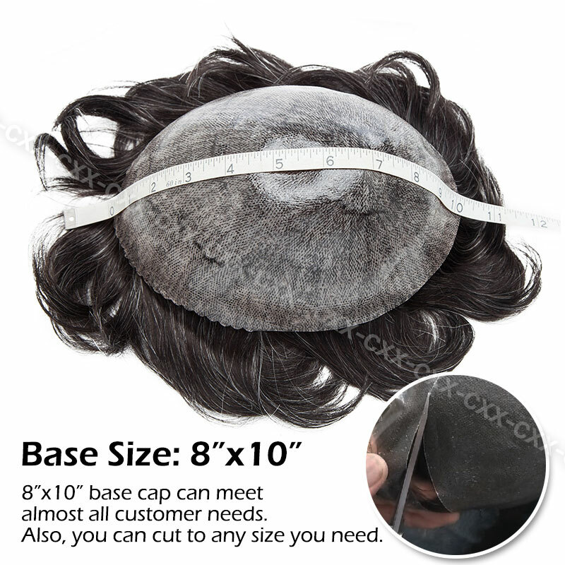 Mens Human Hair Replacement Ultra Thin Skin Toupee Hairpiece PU System Wig Bald