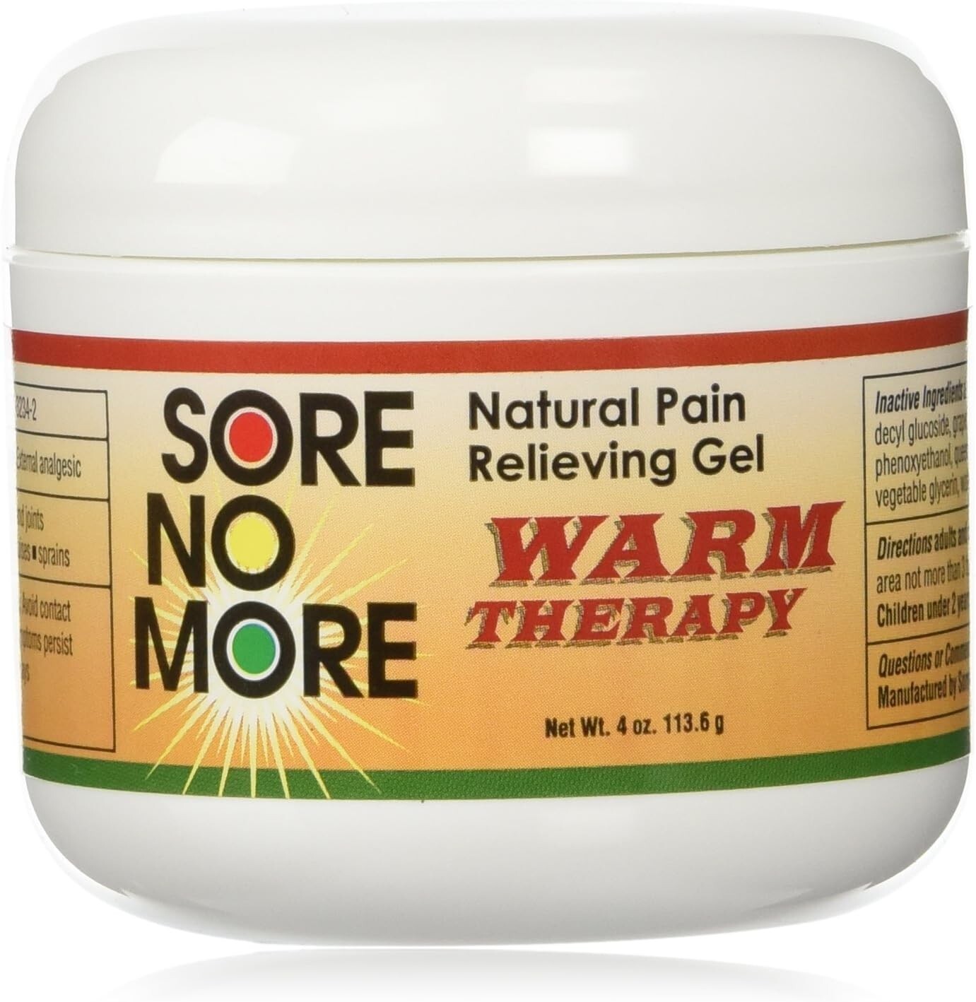 Sore No More Warm Therapy Pain Relief Arthritis 4 oz. Jar
