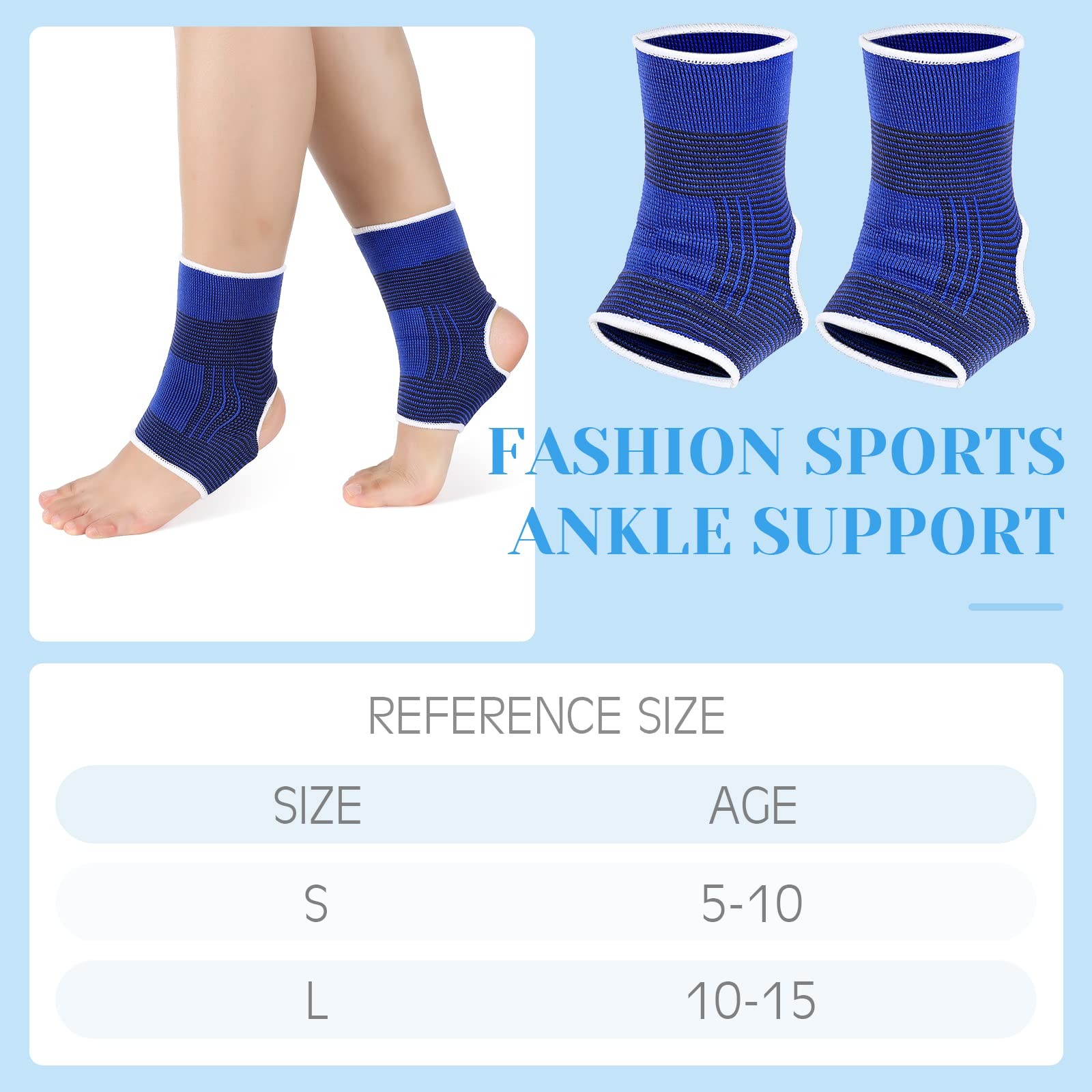 4 Pieces/ 2 Pair Kids Ankle Support Brace Elastic Kids Compression Socks Knit…