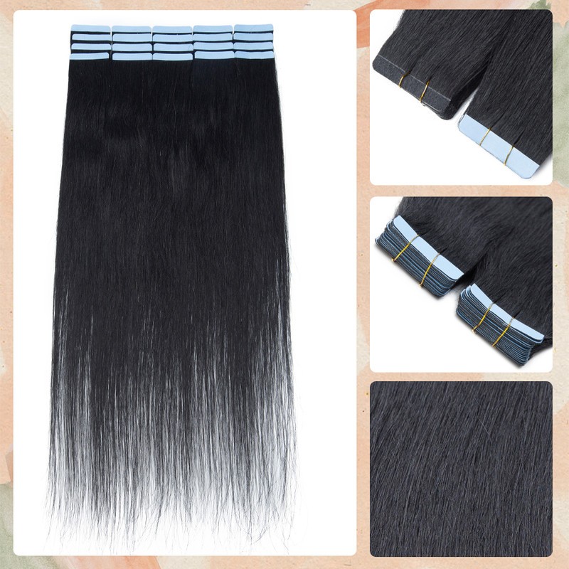 20Pcs 100%Real Remy Human Hair Tape in Hair Extensions 50g FULL HEAD Soft Thick