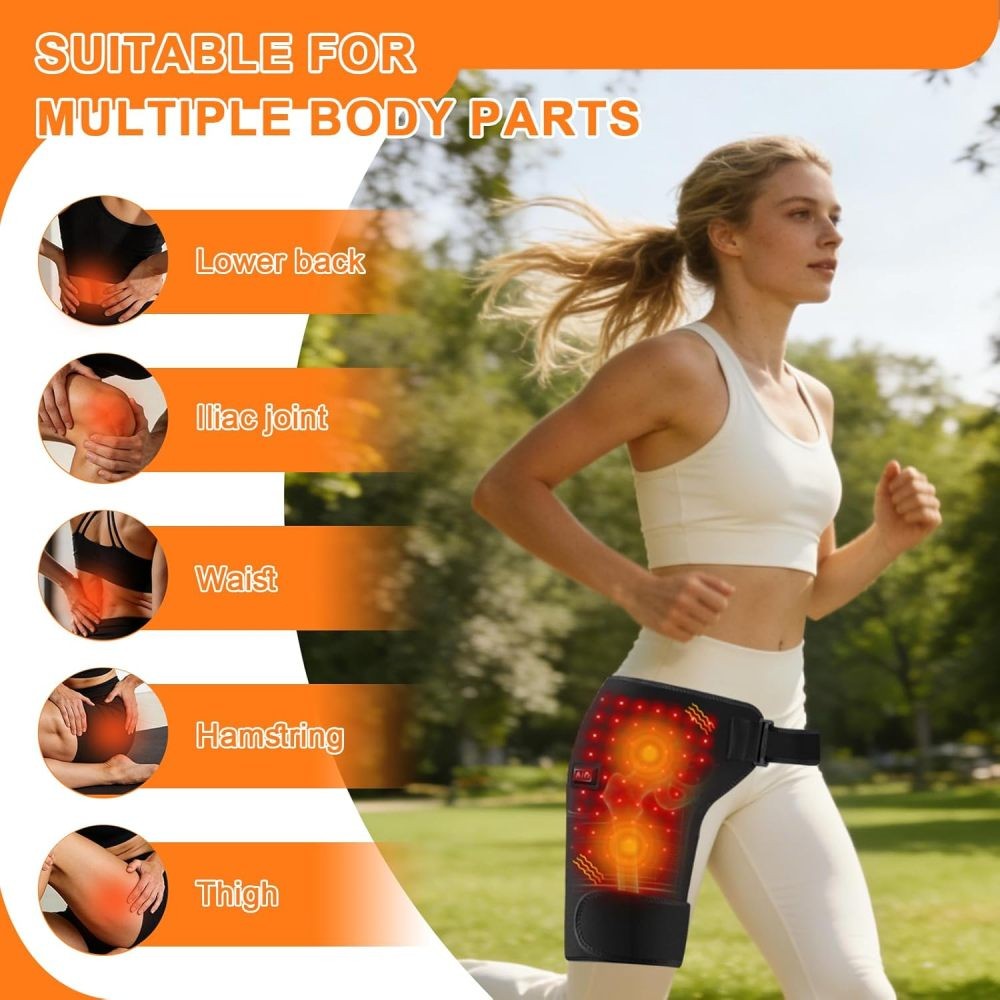 660nm Red Light Therapy Hip Heating Brace for Sciatica Pain Relief Left or Right