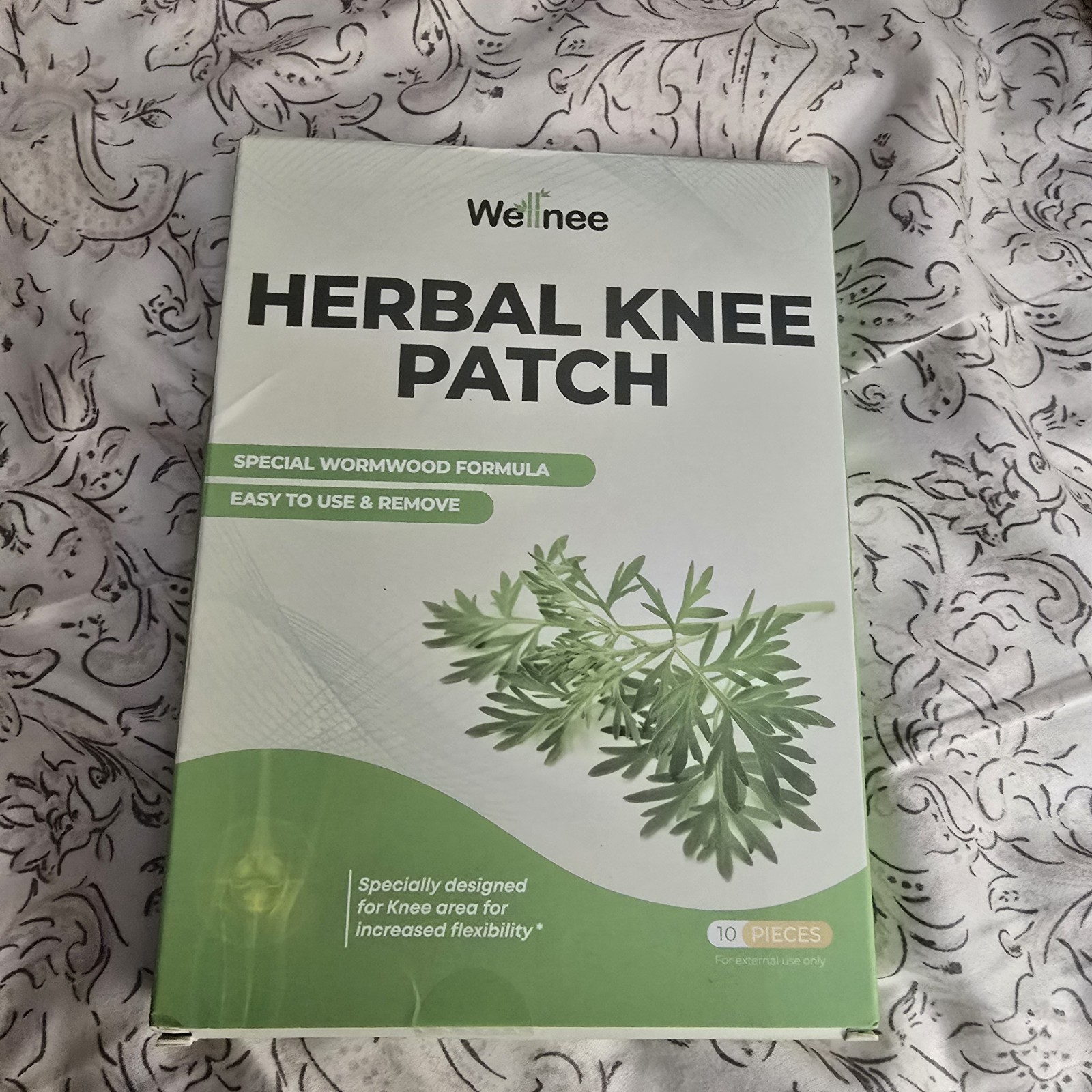WELLNEE, HERBAL KNEE PATCH W/WORMWOOD FORMULA, PACK OF TEN (10) PATCHES