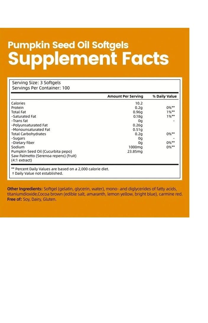 Pumpkin Seed Oil 1000mg with Saw Palmetto 2 Packs X 300 Softgels