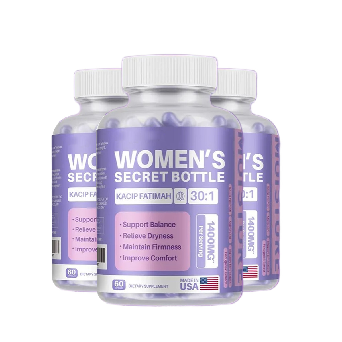 3-Pack Women’s Secret Bottle Capsules – Organic Dietary Supplement – 180 Count
