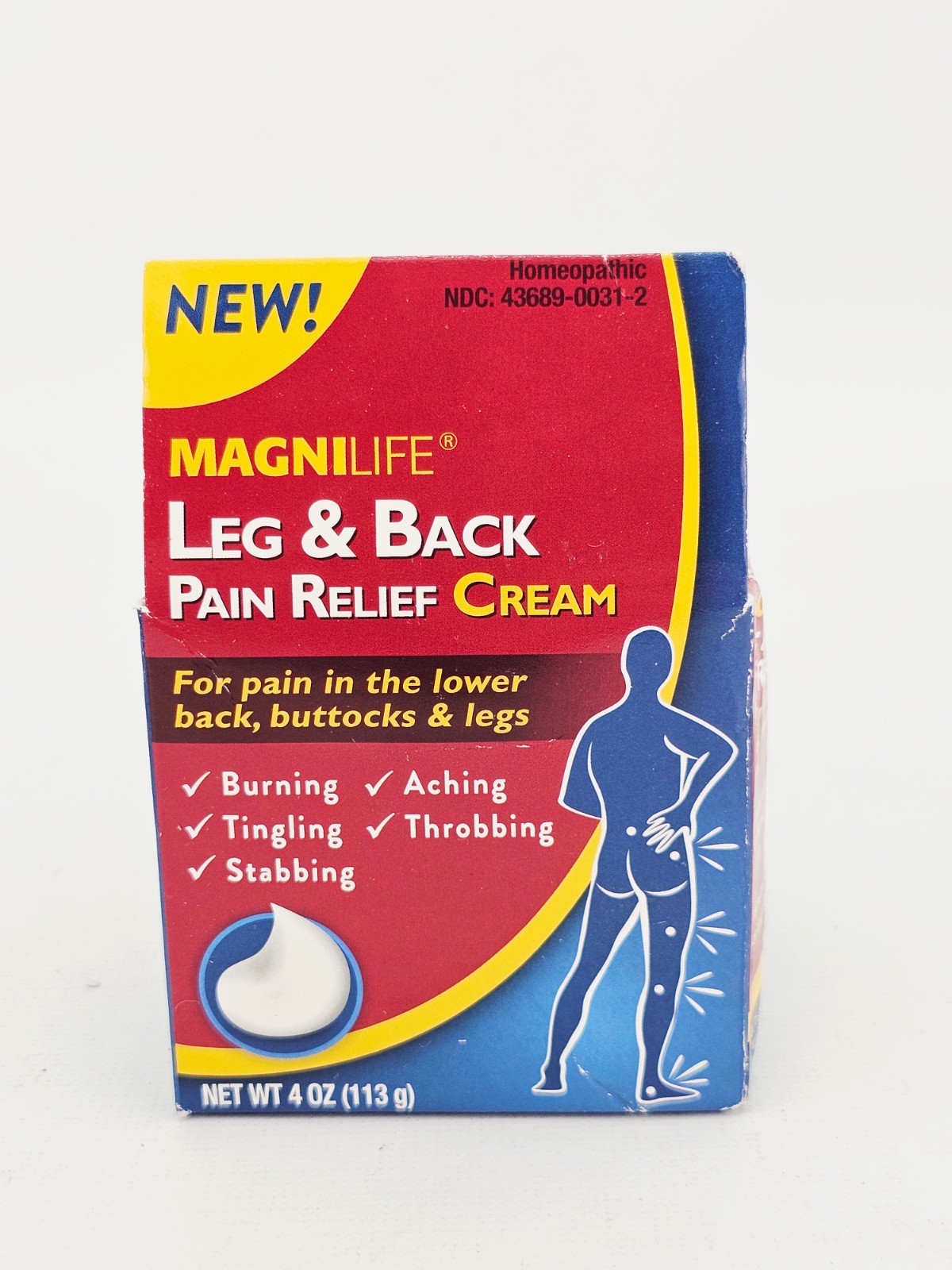 MagniLife Leg Back Pain Relief Cream Relieves Burning Tingling Shooting 4 Oz