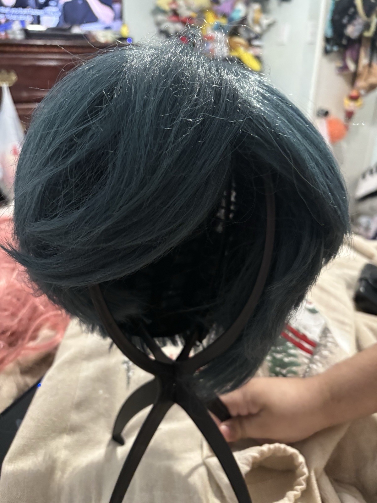 dark blue Straight Bob Wig Hairpiece, Bob Style with Straight Texture