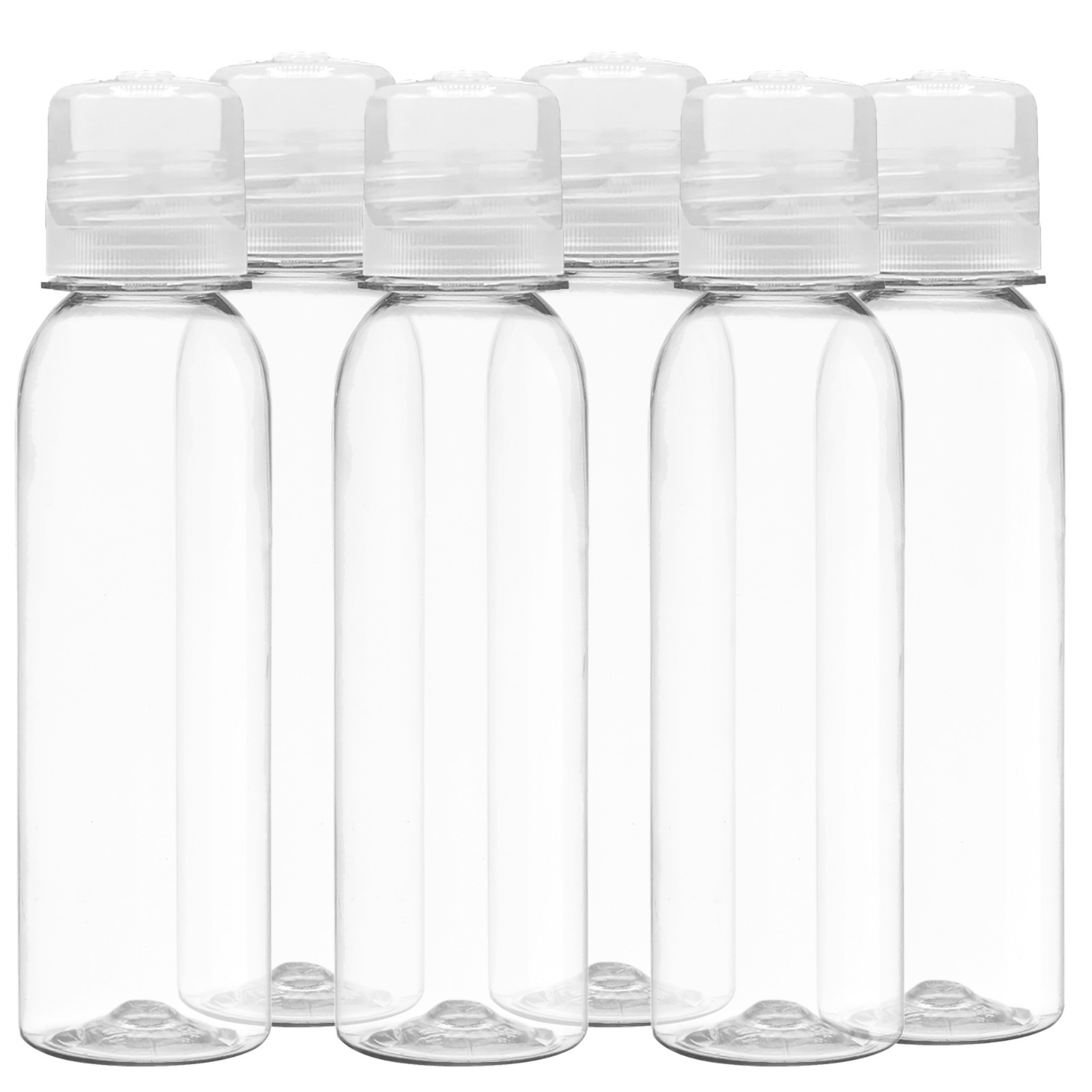 4 oz Clear PET Cosmo Plastic Bottle with Clear Twist Top Cap (6 pack)