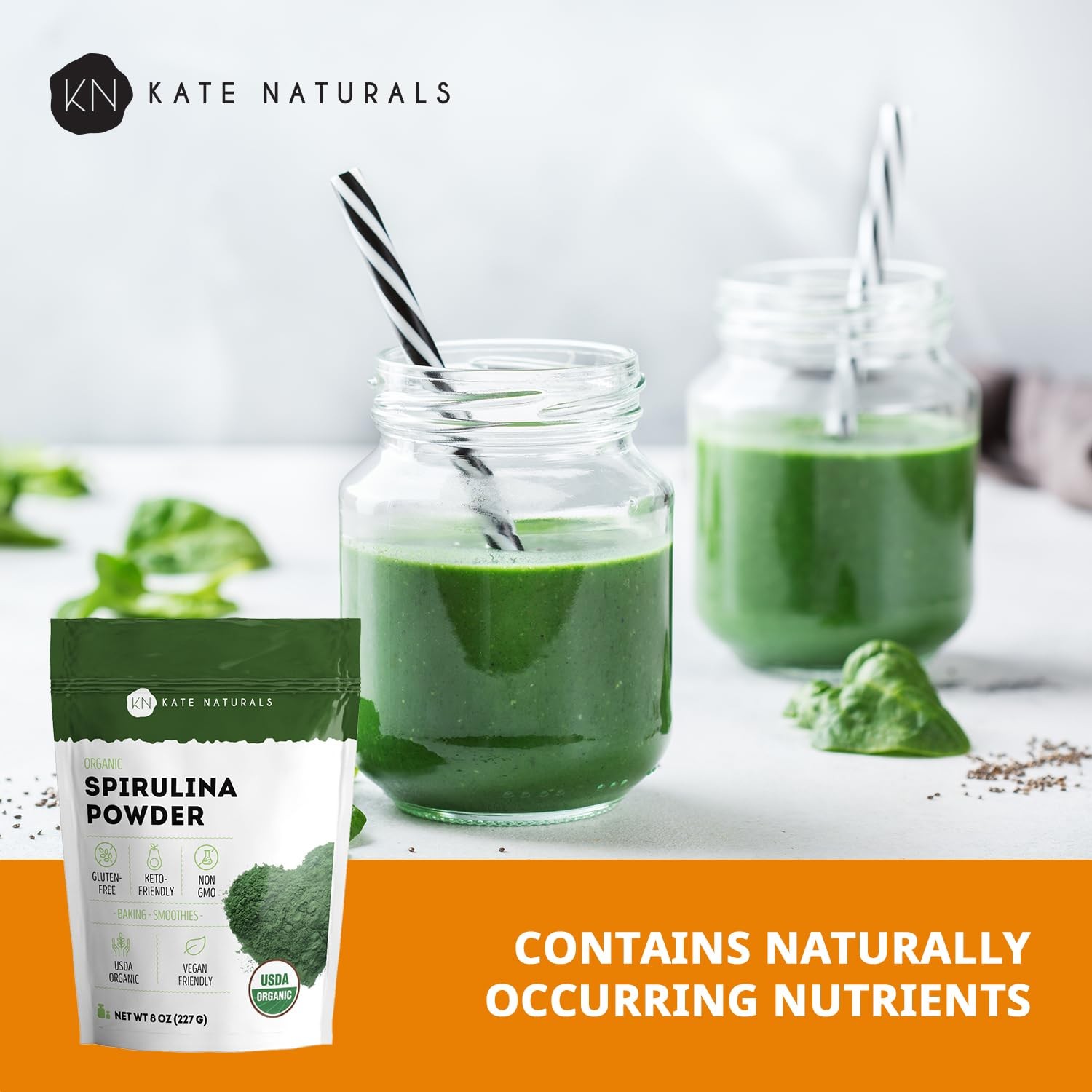 Kate Naturals Organic Spirulina Powder for Immune Support 8 Ounce (Pack of 1)