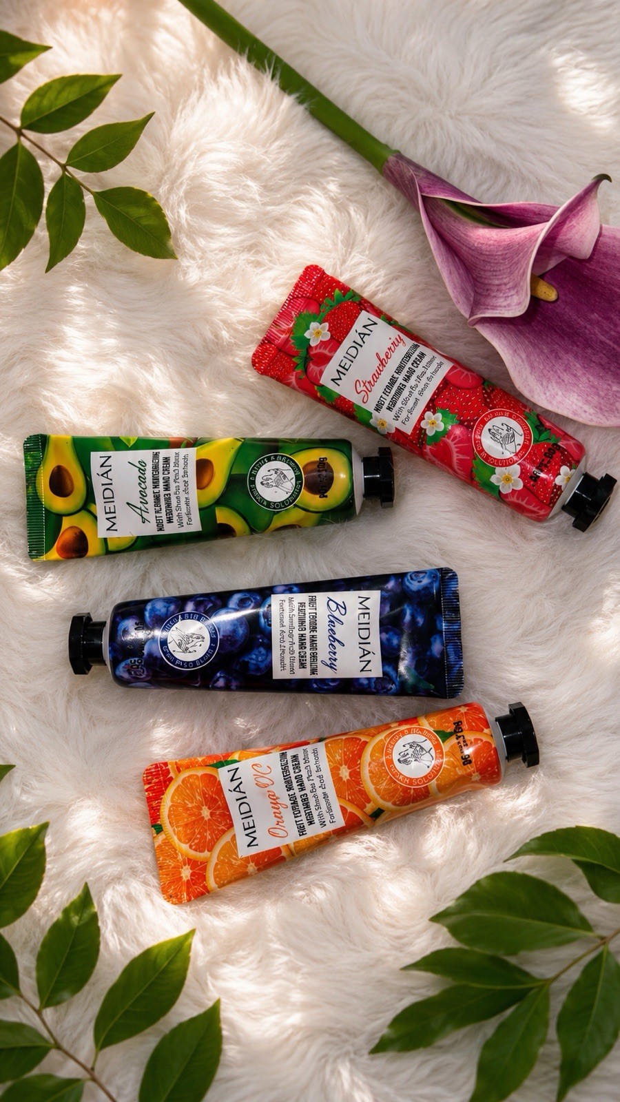 MEIDIAN Moisturizing Hand Cream Set, Avocado Strawberry Blueberry Orange Oil