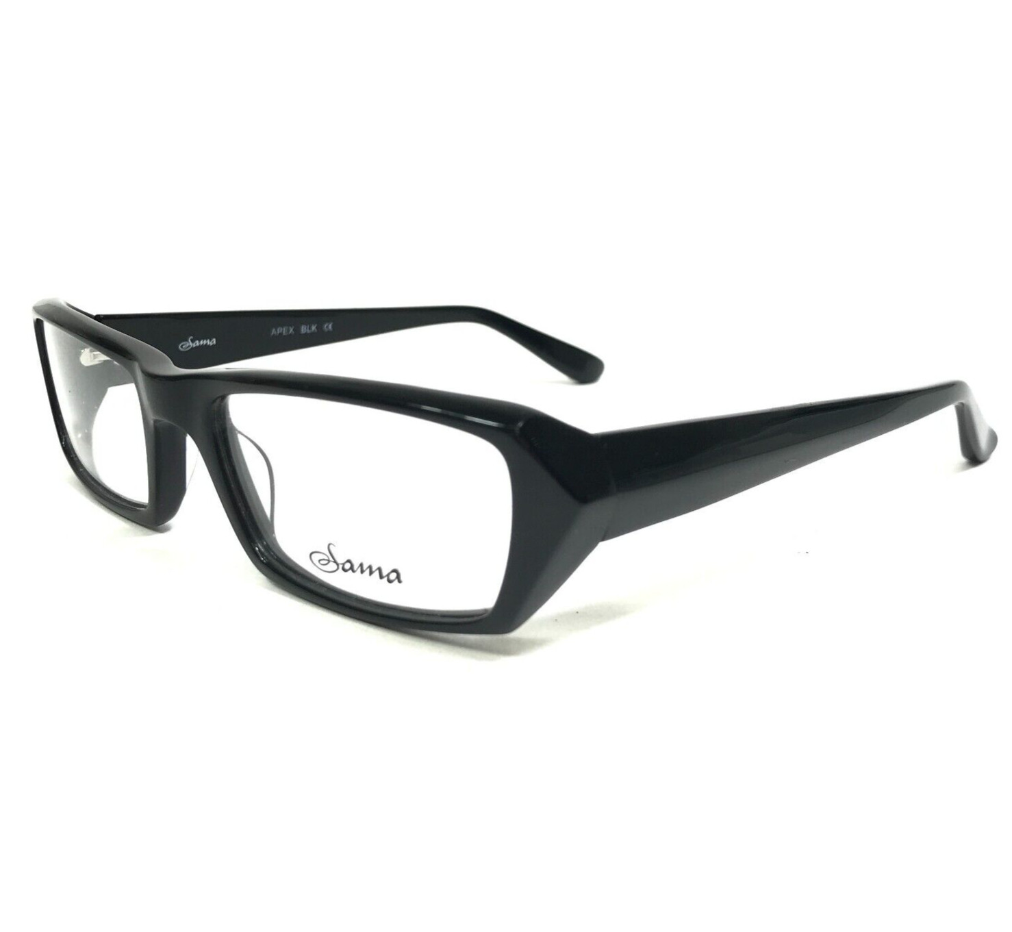 Sama Eyeglasses Frames APEX BLK Polished Black Rectangular Full Rim 53-18-138