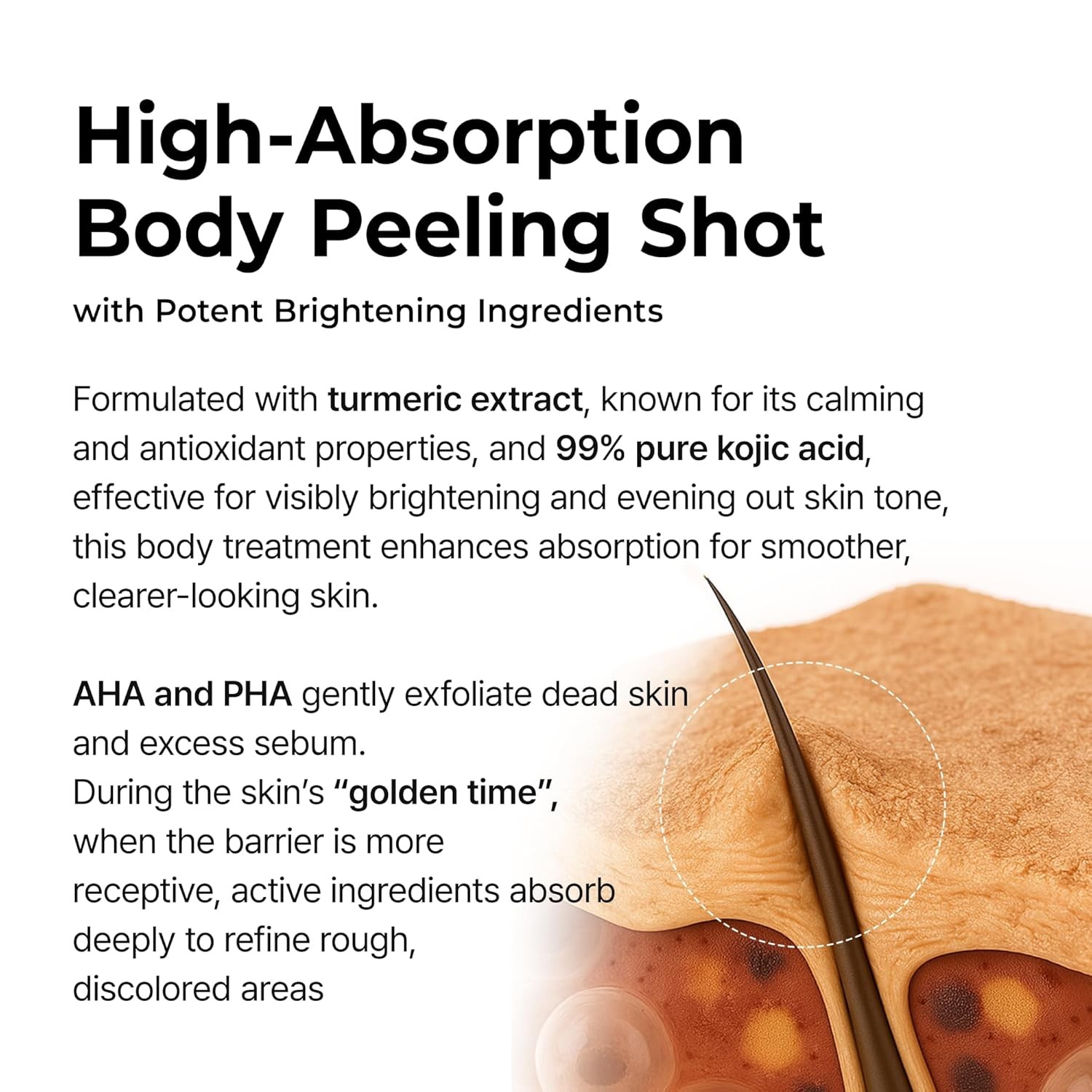 Body Keratin Care Kojic Acid Turmeric Spray w/AHA & PHA, Gentle Body Brightening