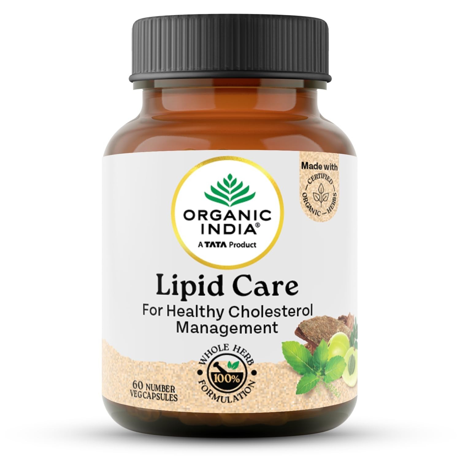 Organic India Lipid Care – 60 Veg Capsules, Helps In Normal Cholesterol Levels