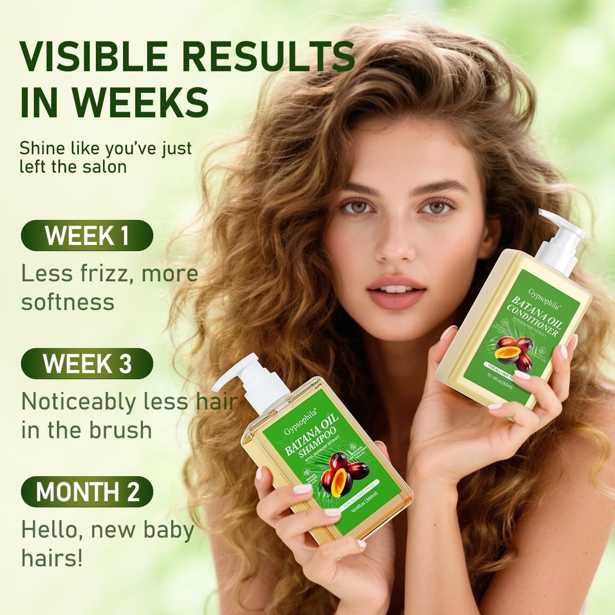 Sulfate-Free Batana Oil Shampoo & Conditioner for Hair Growth, 10.14 Fl Oz