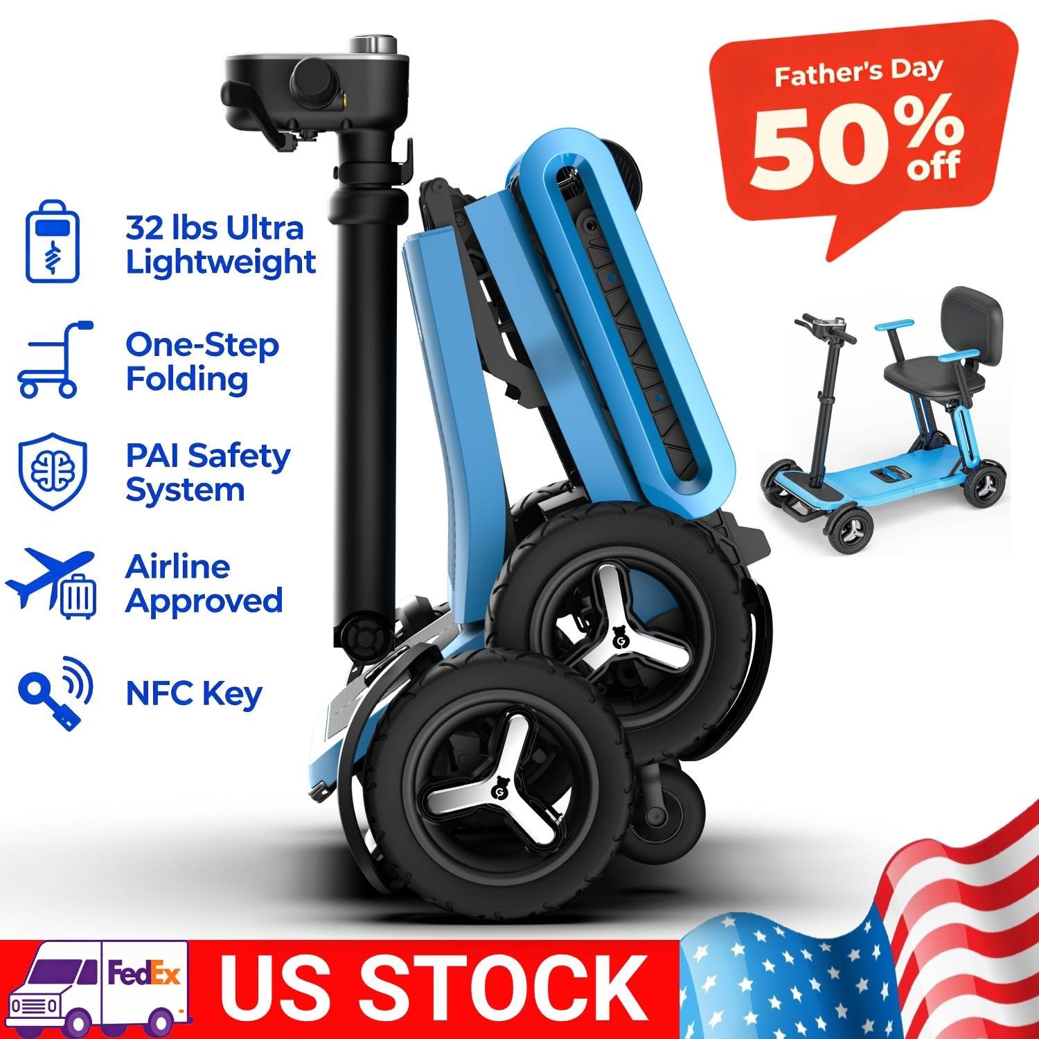 Ultra-Lightweight Mobility Scooters Power Wheelchair Folding Electric Scooter