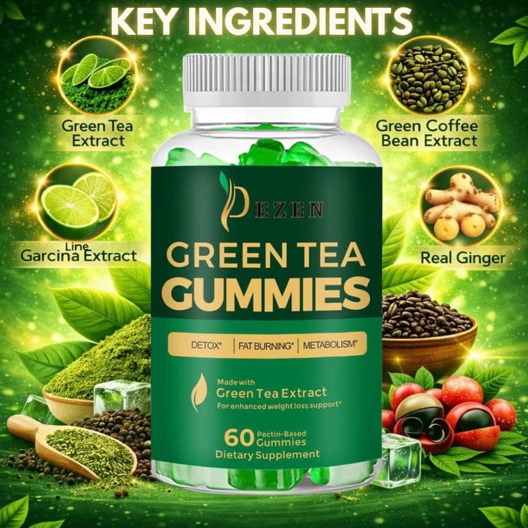 Fat Burner Green Tea Gummies, Metabolism & Weight Loss Supplements 60 Each