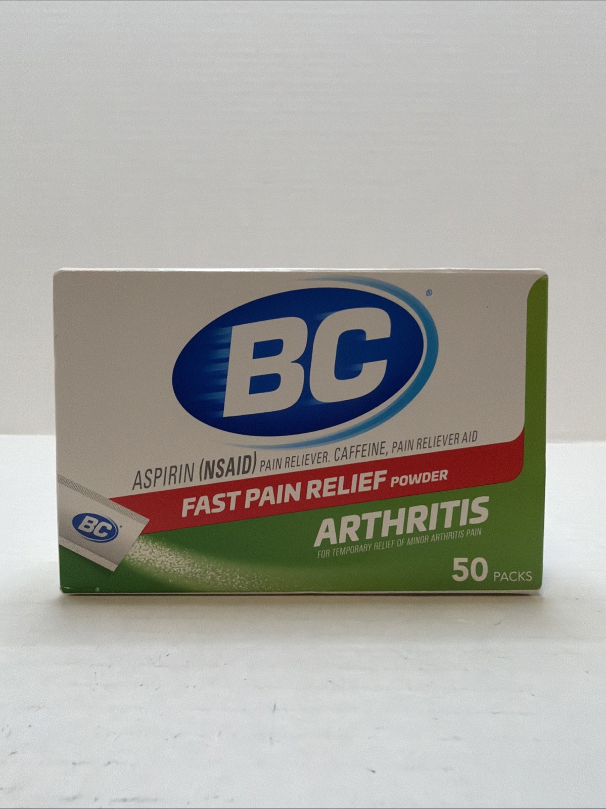 BC Powder Fast Pain Relief Arthritis Aspirin NSAID & Caffeine 50 pk, Exp. 07/28