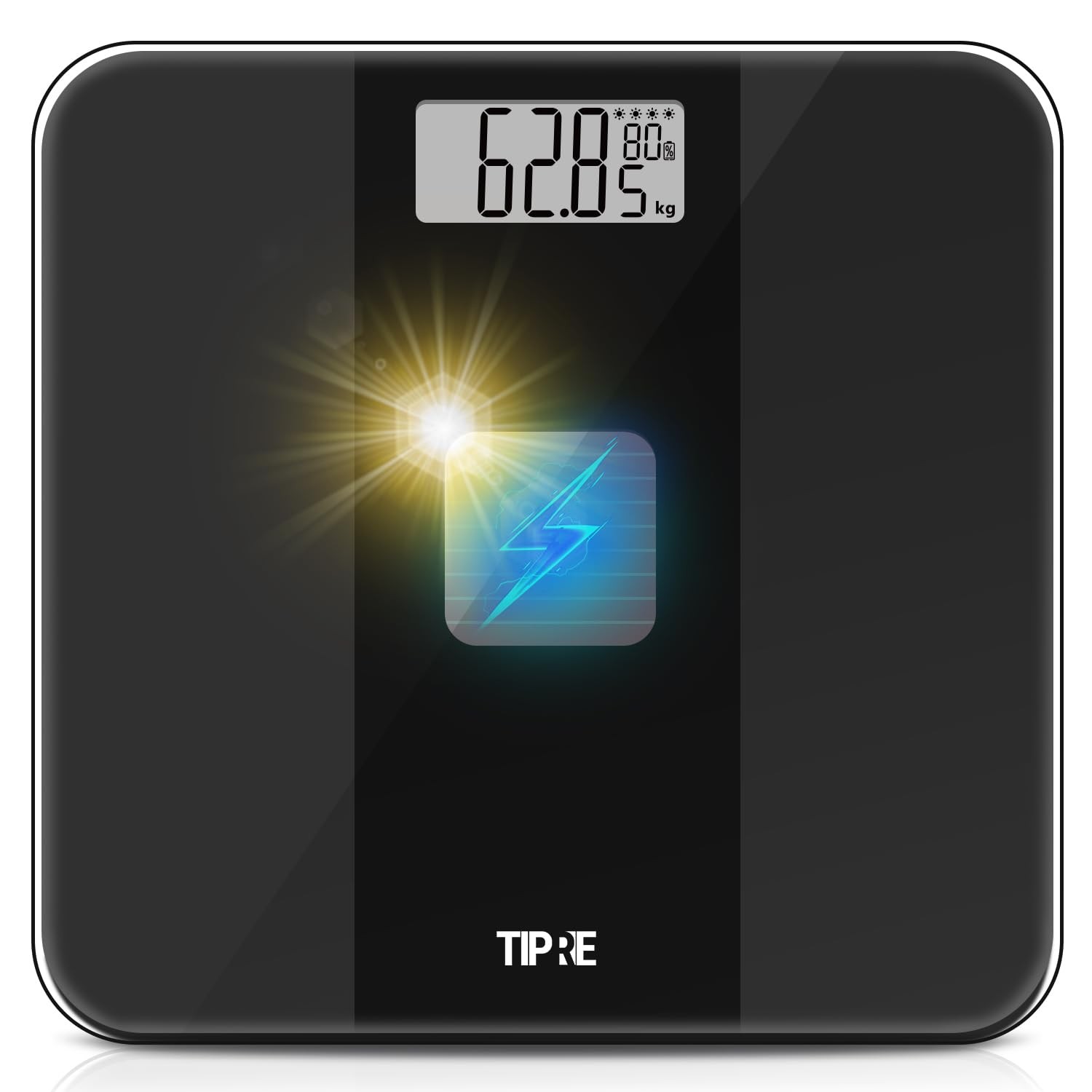 Solar Bathroom Scale – Digital Body Scale 0.1lb Accuracy 400lb/180kg No Battery