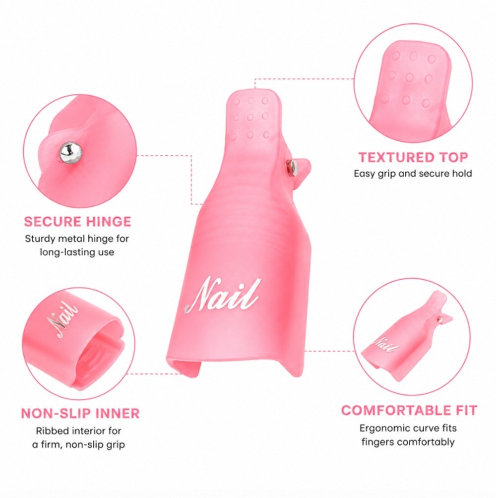10 Pack Gel Nail Polish Soak Off Clips Manicure Pedicure Wrap Holders