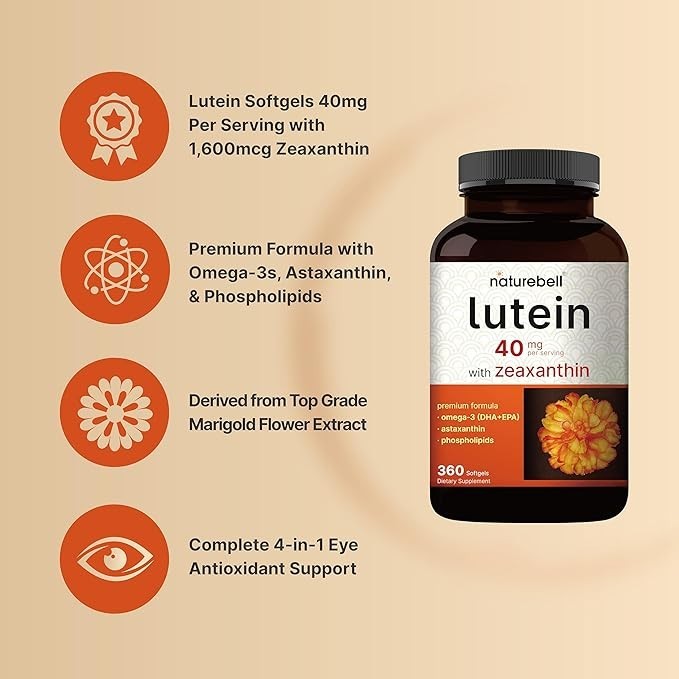 Lutein 40 mg with Zeaxanthin 360 gels Astaxanthin/Phosphalipids/Omega-3/Krill