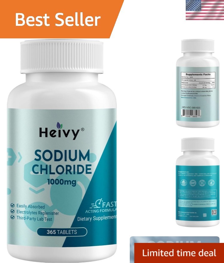 Sodium Chloride Tablets 1000mg – Pure Salt Tablets, 365 Tablets, Sodium Chlor…