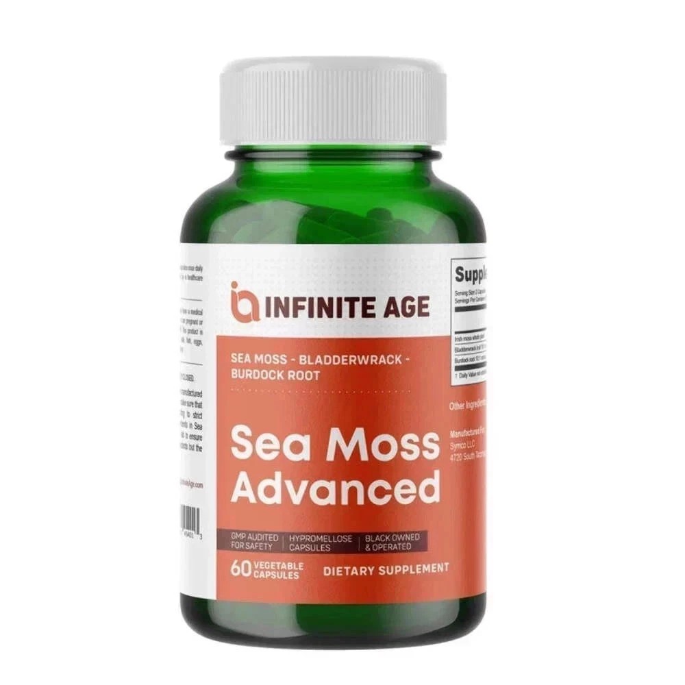 1-5x INFINITE AGE 1250mg Sea Moss Advanced Superfood, High-Potency, Vegan 60 Ct