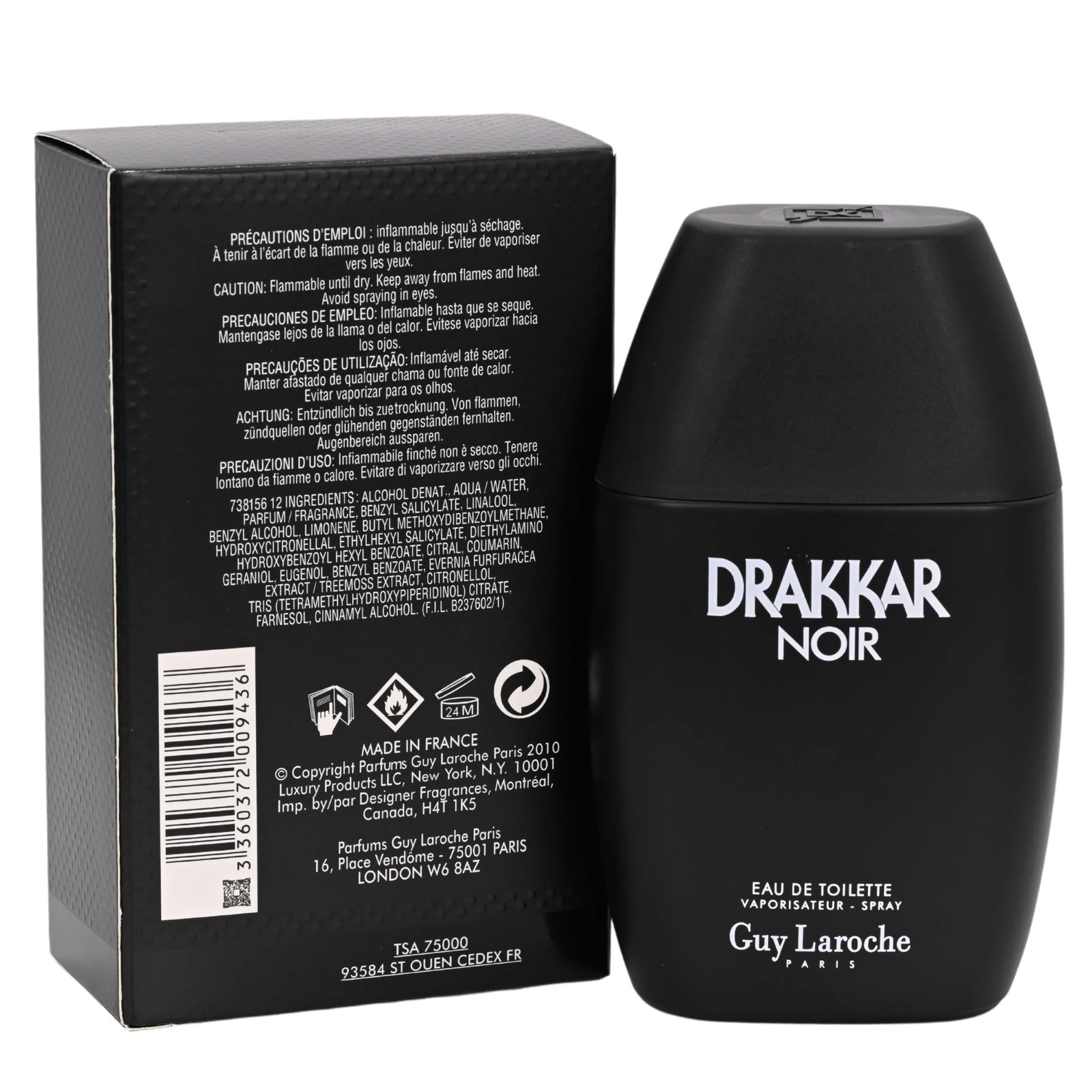 DRAKKAR NOIR by Guy Laroche 3.4 / 3.3 oz EDT For Men New in Box