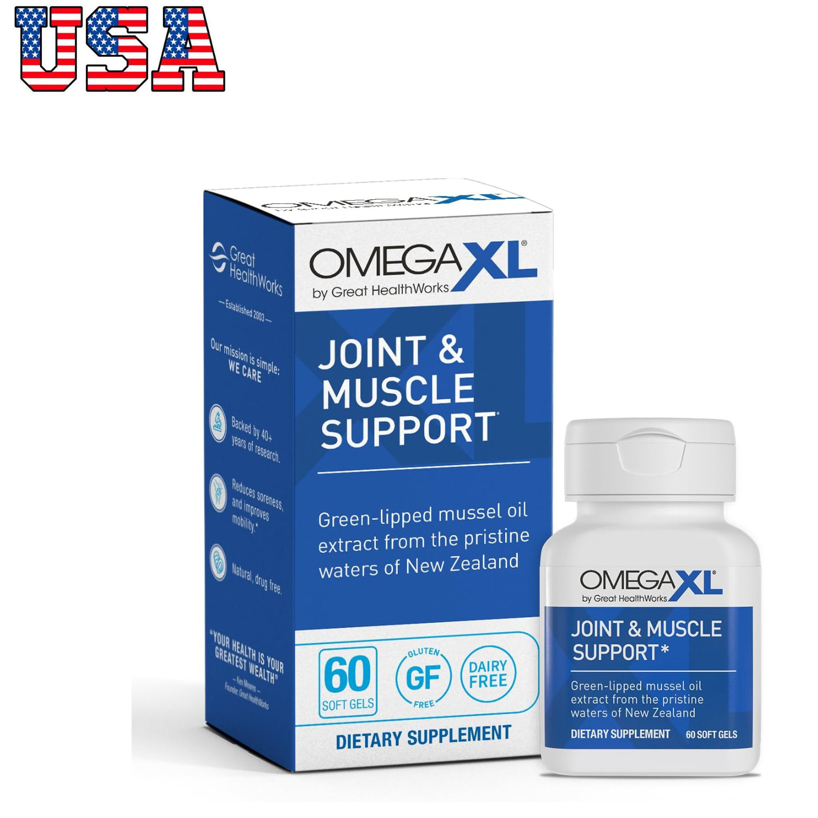 OmegaXL Joint Support Supplement, for Relief – Natural Muscle Support 60 Soft