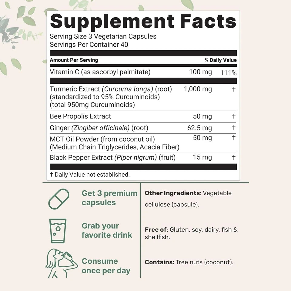 Micro Ingredients Turmeric Curcumin 1000mg 95% Curcuminoids with Black Pepper