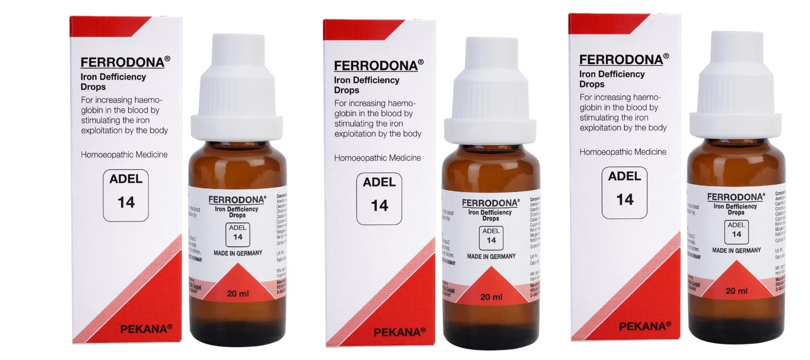 ADEL 14 Iron Deficiency Drops Pack of 3 Natural Homeopathic Remedy for Anemia
