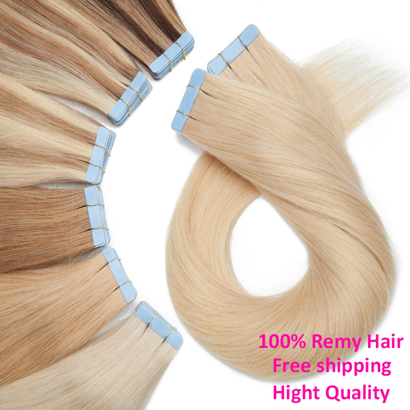 US Stock Ombre/ Highlight Tape In 7A Real Human Hair Extensions 10-24 Inch Long