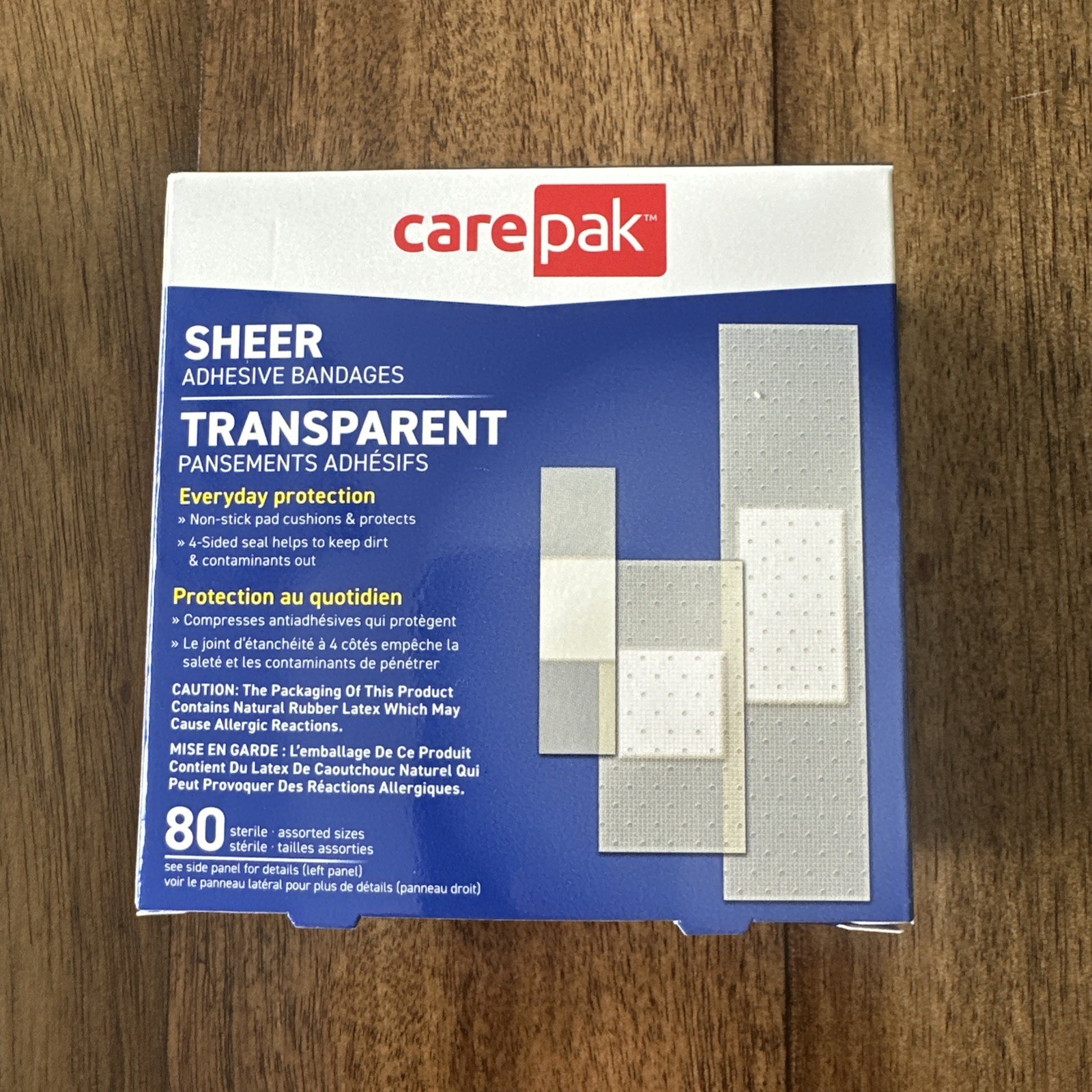 Sheer Adhesive Bandages Assorted Sizes Non-Stick Pad 80 Ct/Box