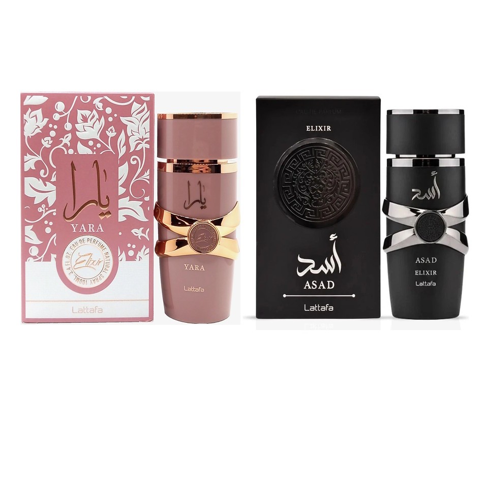 Asad and Yara Elixir by Lattafa EDP 3.4 oz / 100 ml Combo For Men and Women