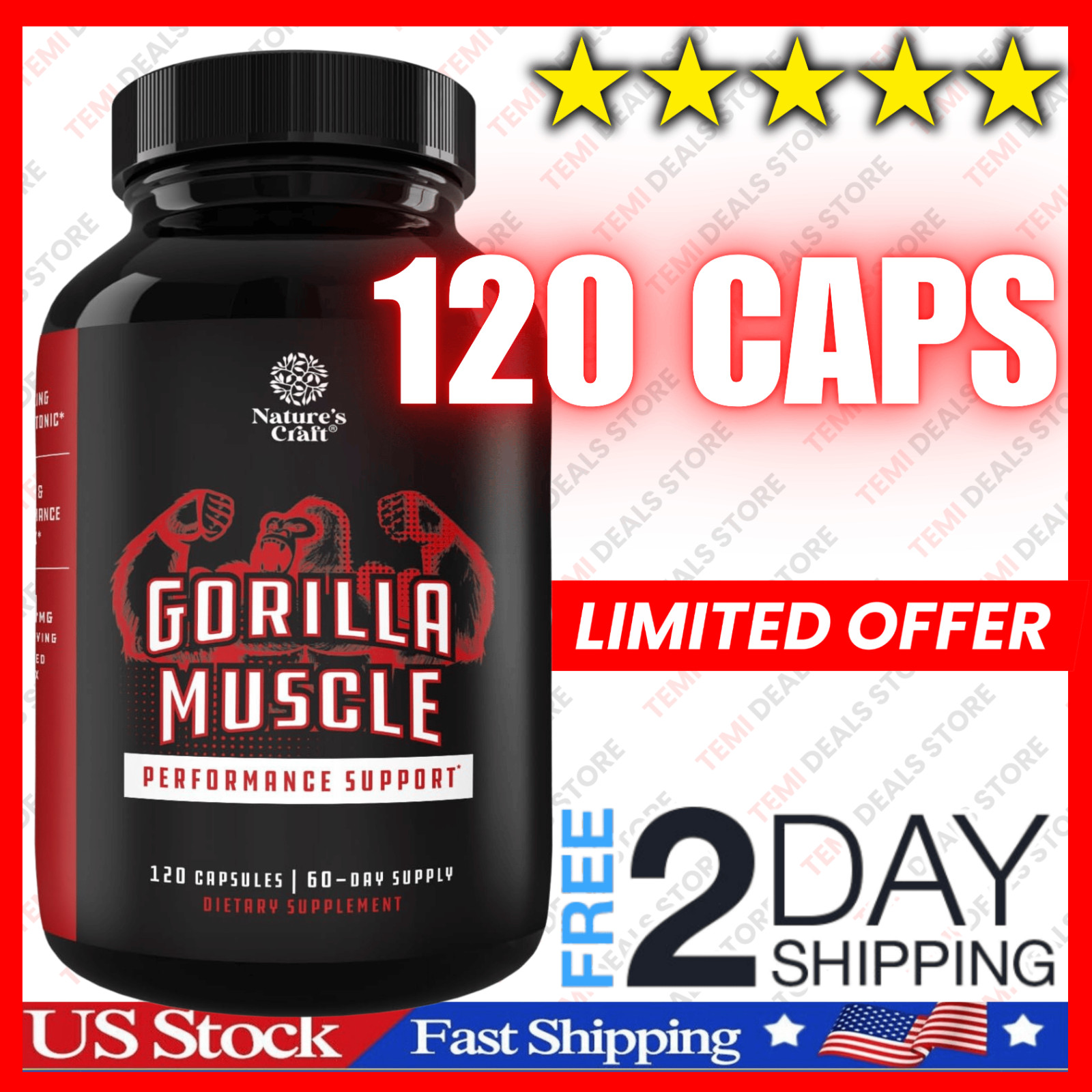 Legal STEROID ANABOLIC pills BULKING Testosterone Booster MUSCLE GROW FREE SHIPP
