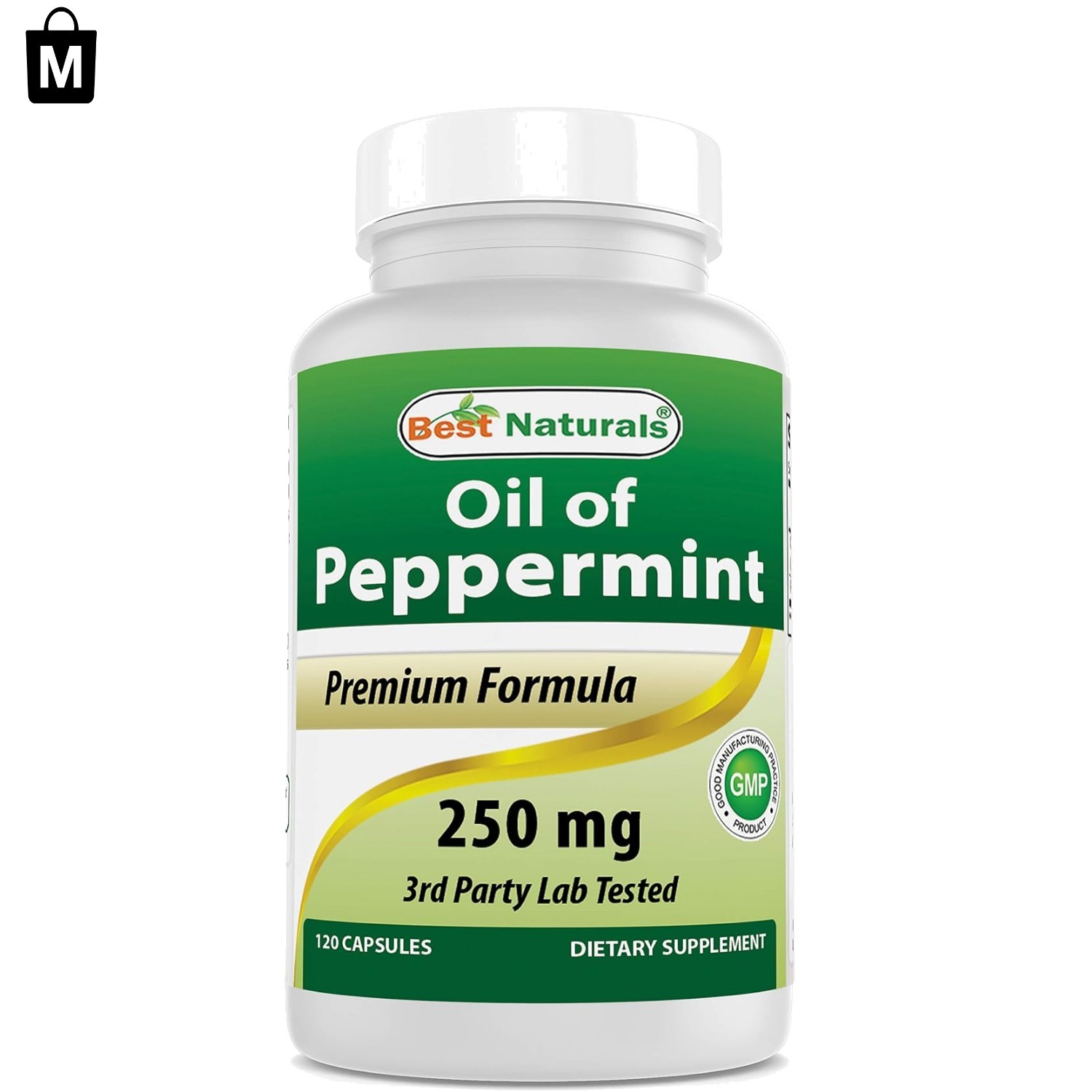 Lab-Tested Peppermint Oil Bowel Support, 120 Capsules – Adult Dietary Supplement
