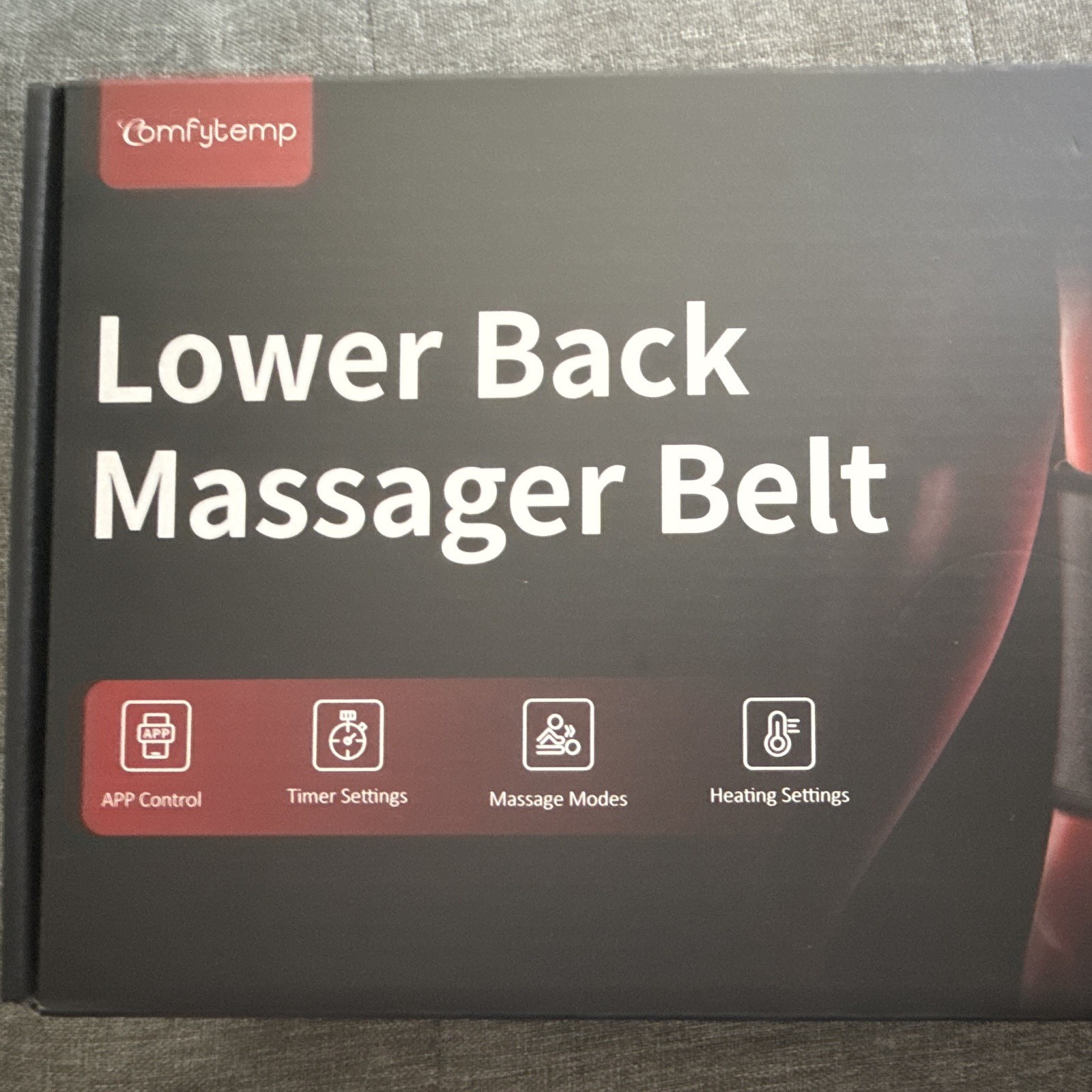 Comfytemp Heated Lower Back Massage Belt, App Controlled, Timer, USB, Black