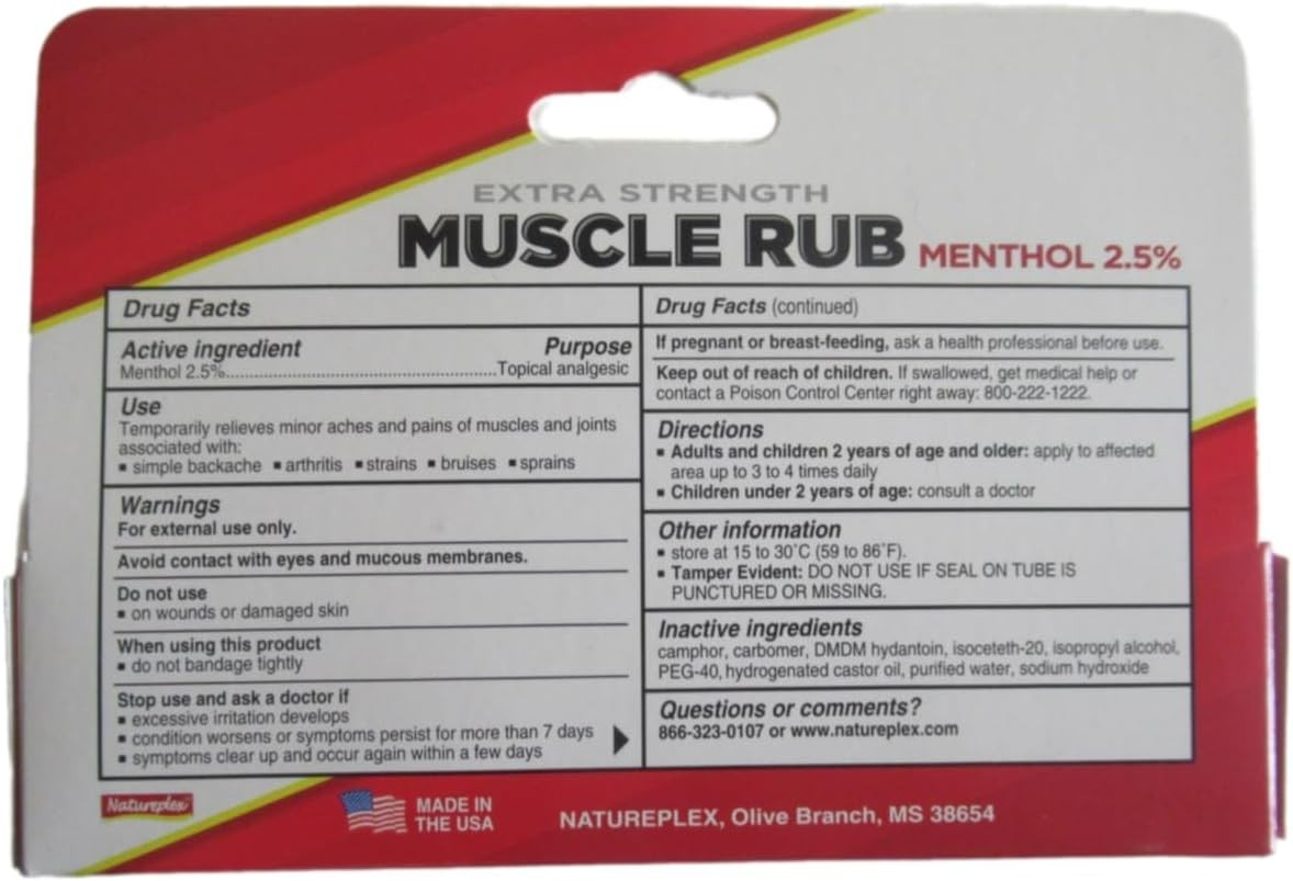 Muscle Rub Gel, Extra-Strength, 2.5% Menthol, 1.5 oz, Fast Pain Relief