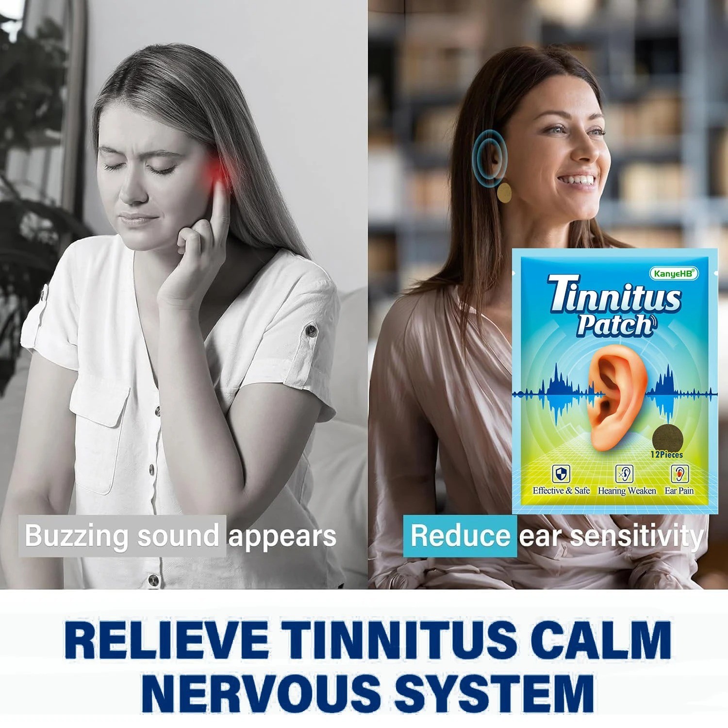 12/24Pc Tinnitus Treatment Patch Prevent Hearing Loss Ear Relief Medical Plaster