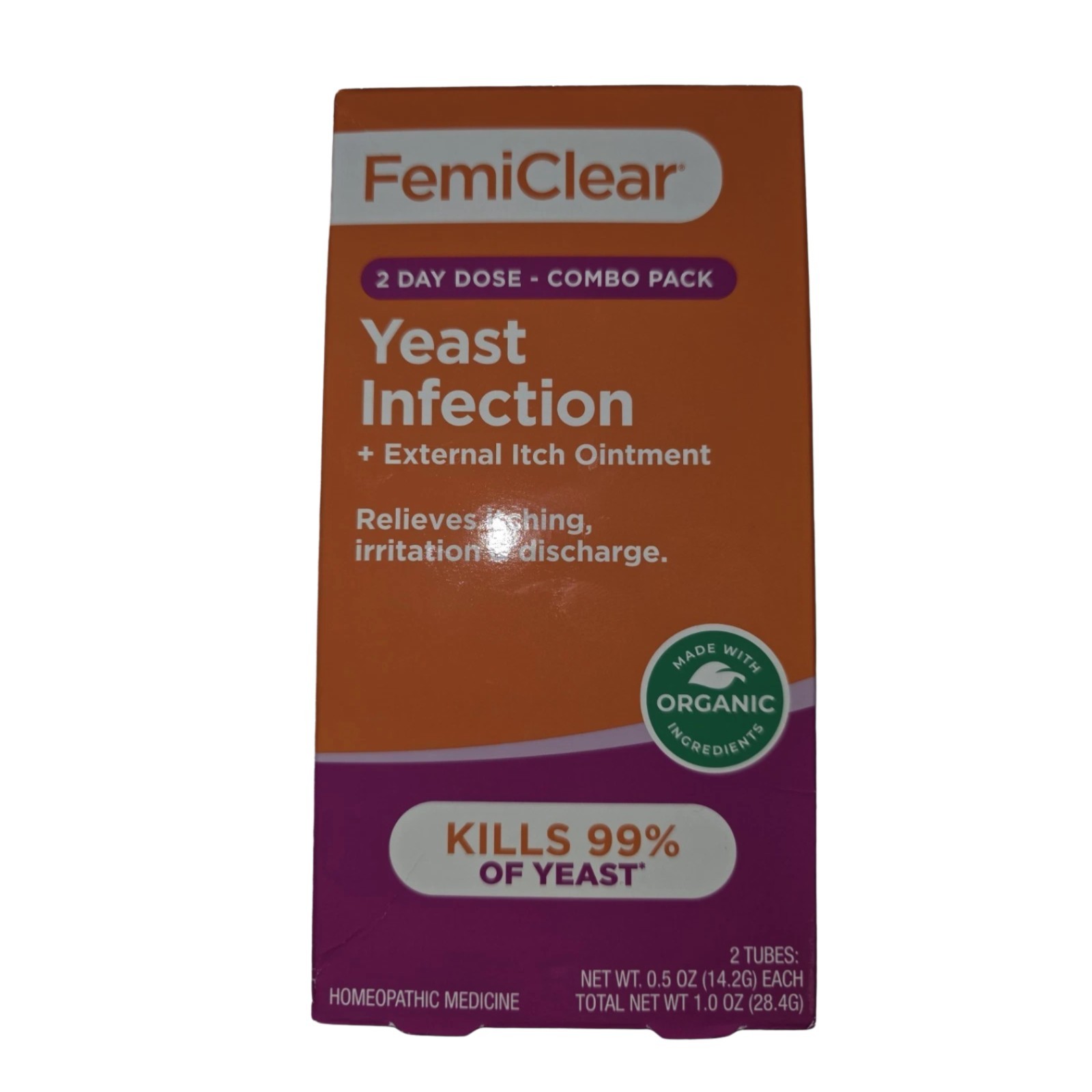 FemiClear Homeopathic 2-Day Dose-Combo Yeast Infection External Itch Exp 01/28