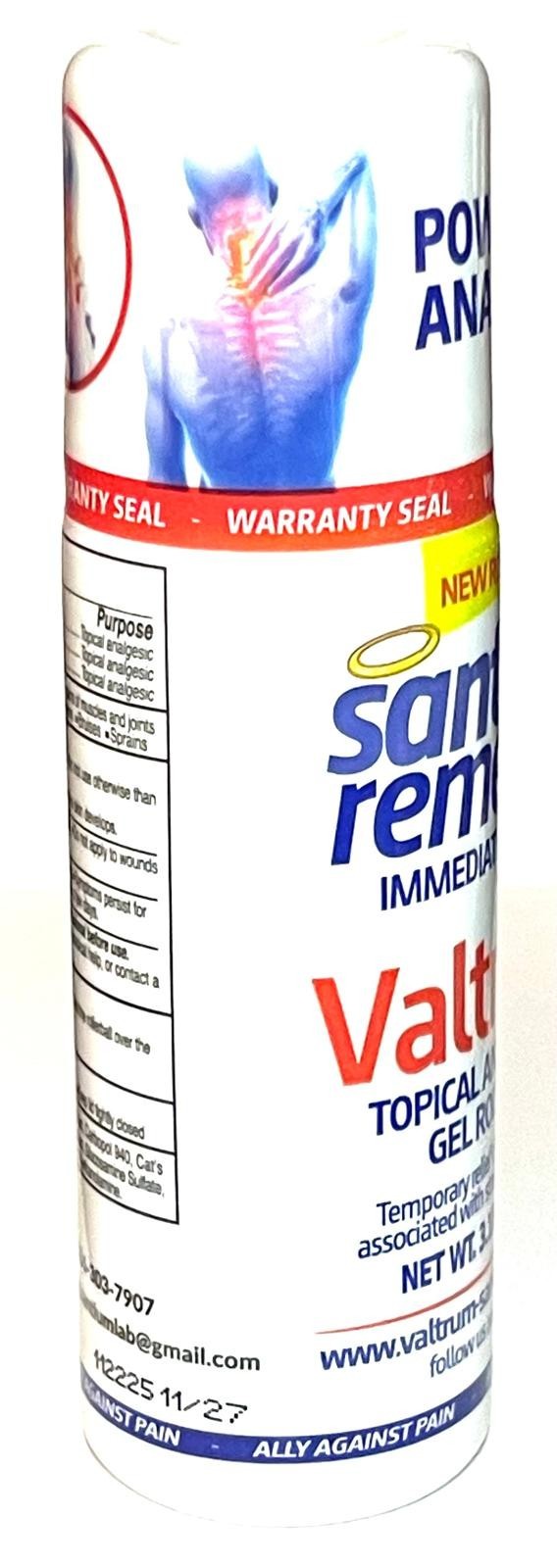SANTO REMEDIO Valtrum ANALGESIC Gel 1, 2 BOTTLES Roll On Pain Relief Sprain