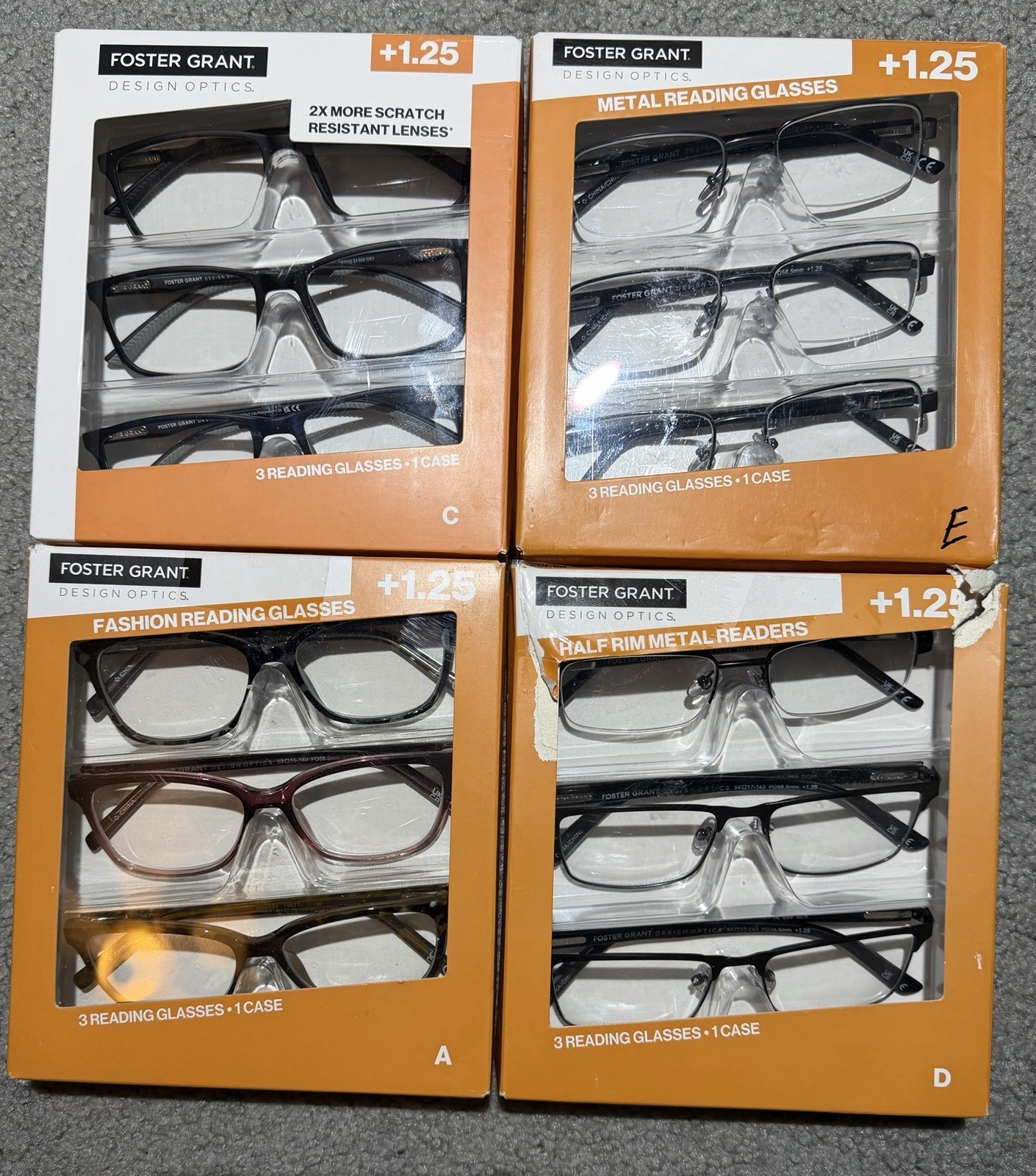 New Design Optics by Foster Grant Dax Plastic Rectangle Reading Glasses 3-pack
